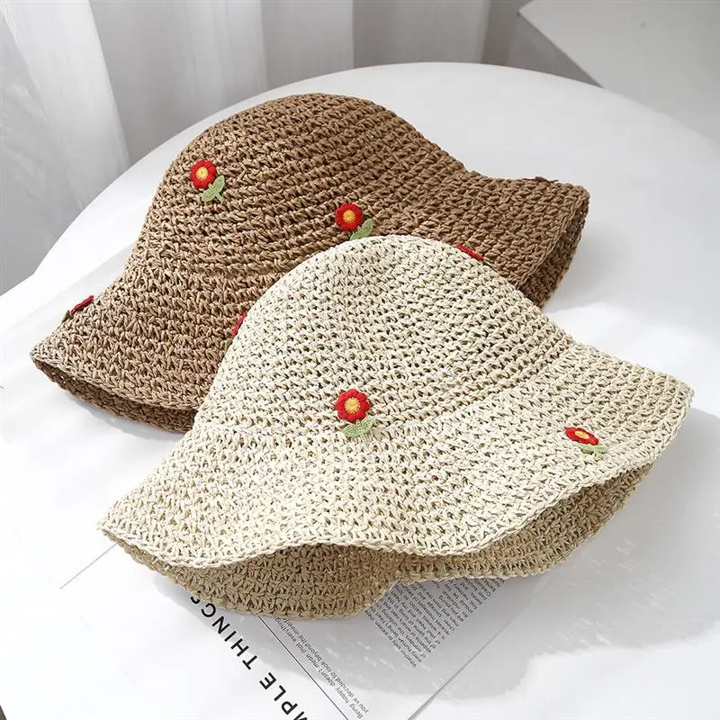 Women Foldable Anti-UV Casual Summer New Sunshade Travel Sweet Grass Little Flower Beach Bucket Hat