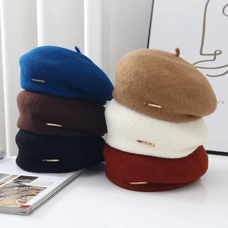 Vintage French Shaped Pleated Design Retro Wool Beret Autumn Winter Fashion Painter Hat Trend
