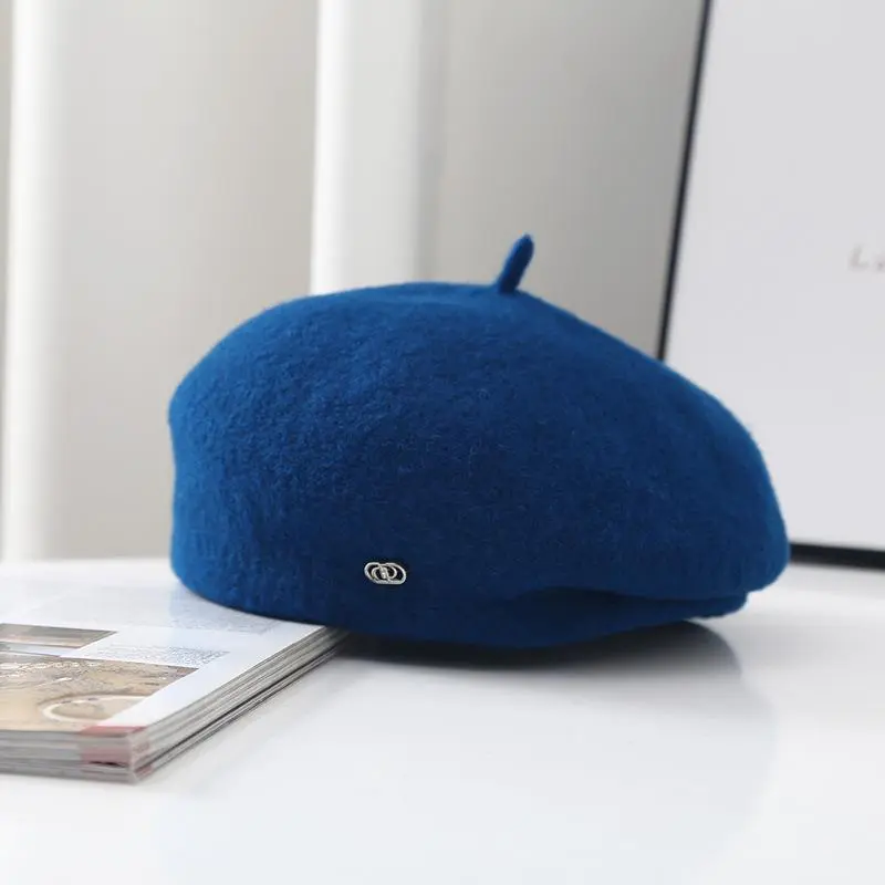 Vintage French Shaped Pleated Design Retro Wool Beret Autumn Winter Fashion Painter Hat Trend