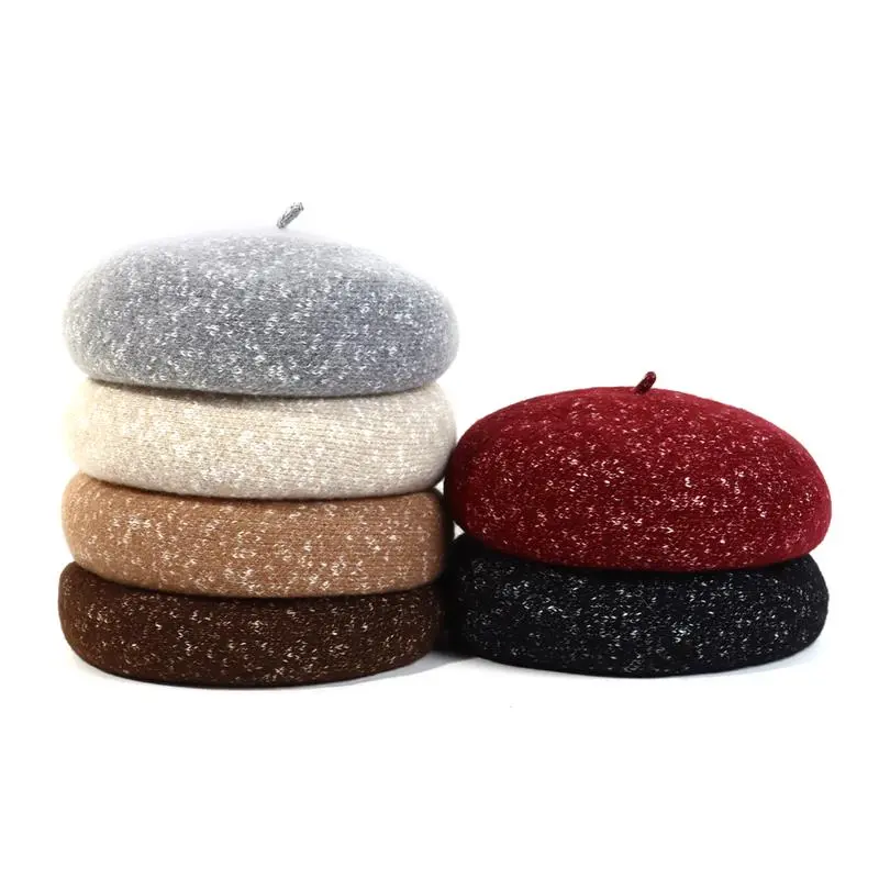 Autumn Winter New Cap Women Beret British Retro Cute Jacquard Girls Elastine Wool Felt Berets Cap