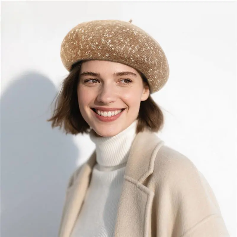 Autumn Winter New Cap Women Beret British Retro Cute Jacquard Girls Elastine Wool Felt Berets Cap