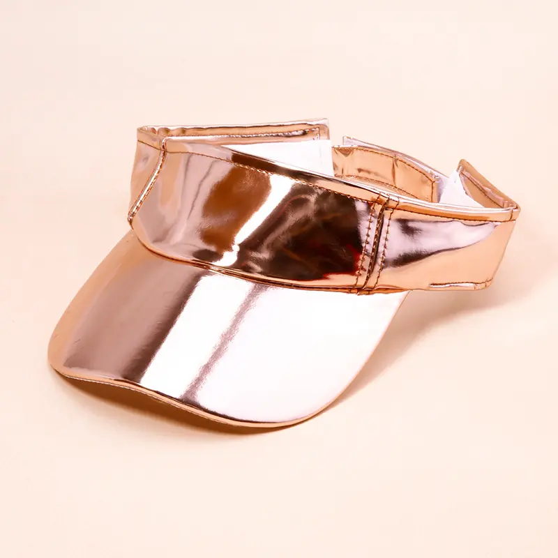 laser Visor empty top hat Lady street simple summer outdoor sunshade shiny gold silver pink PU leather cap Adjustable peaked cap