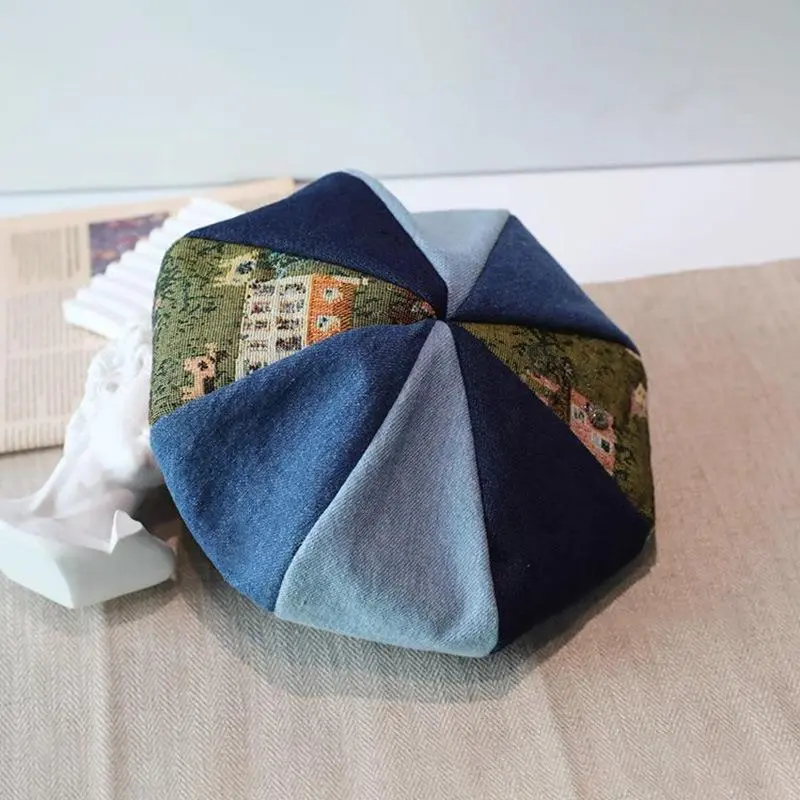 Niche Color Matching Beret Women Artistic Retro Painter Girls Design Pumpkin Berets Hat