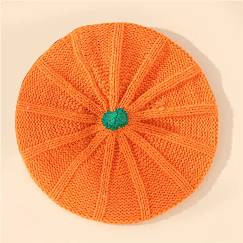 Autumn Winter Parent Child Knit Hat Cute Halloween Pumpkin Warm Kids Sweet Orange Beret Hat