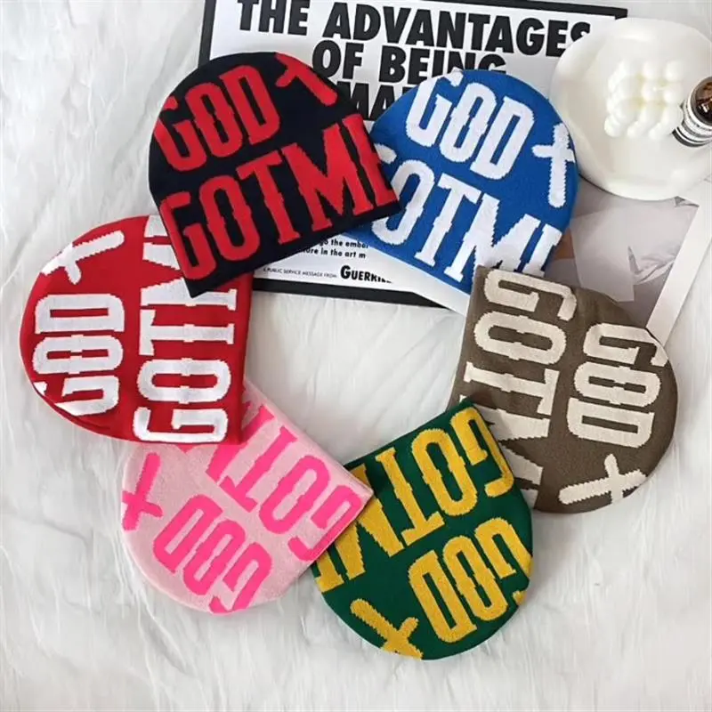 Men Women Street Letters Jacquard Knitted Hat Colors European American Trend Adult Cold Y2K Beanie Hat
