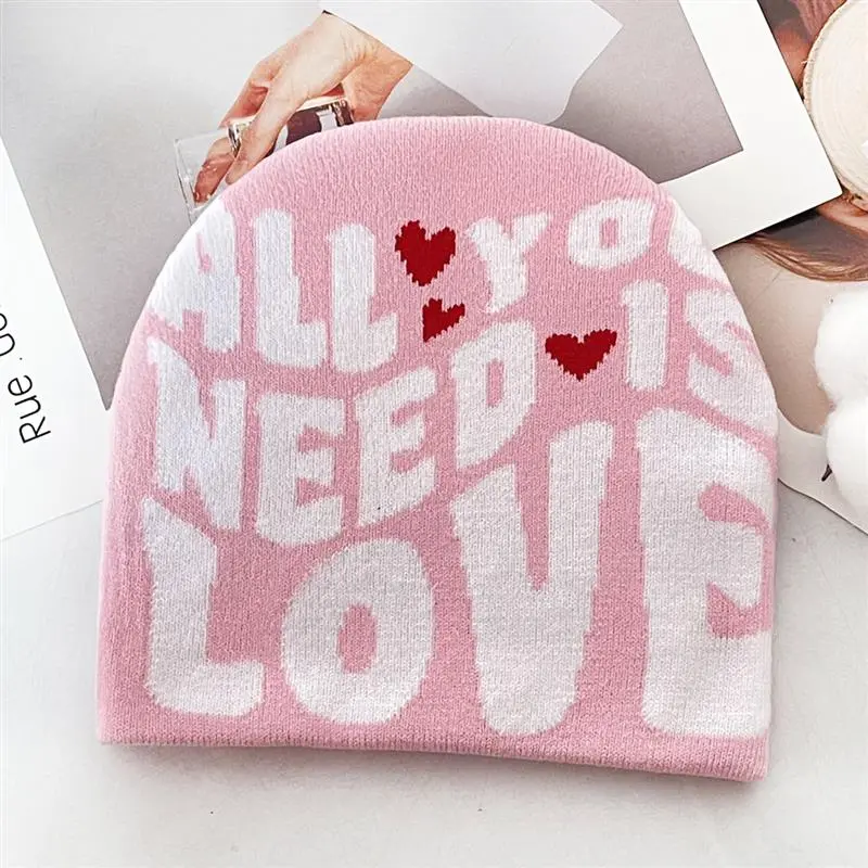 RH Women Autumn Winter Fashion Hot Words Y2K Knit Jacquard Hat Outdoor Warm Leisure Trend Unisex Caps