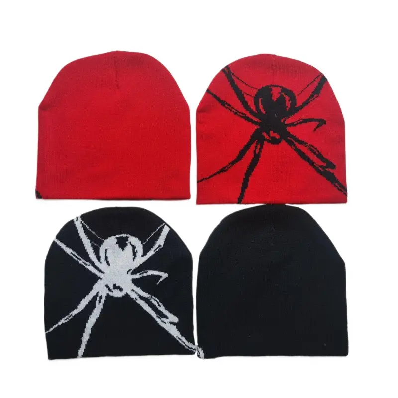 Men Women Spider Y2K Jacquard Hat Fashion Trends Autumn Winter Hip Hop Skull Street Knitted Hat