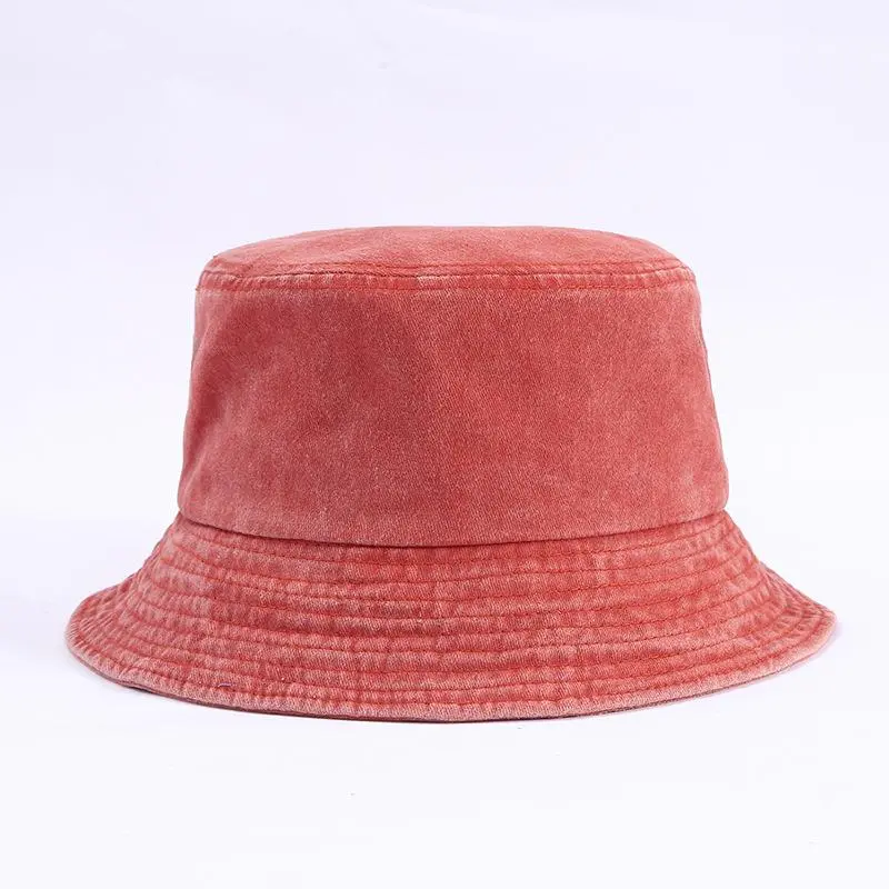 Vintage USA Washed Cotton Fisherman Hat Denim Women Sun Casual Solid Plain Colors Bucket Hat