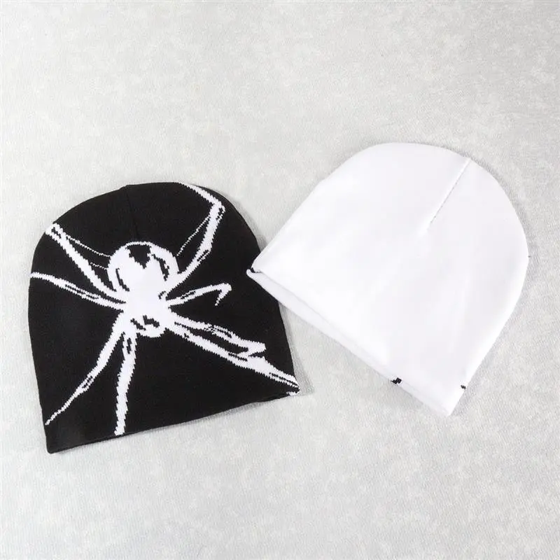 Men Women Spider Y2K Jacquard Hat Fashion Trends Autumn Winter Hip Hop Skull Street Knitted Hat