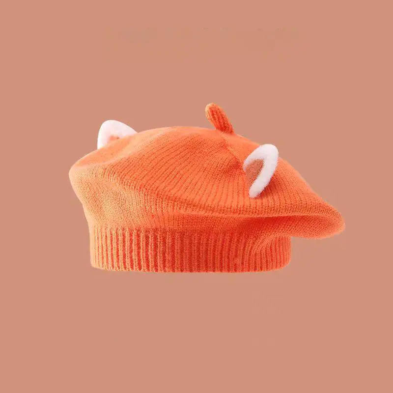 Autumn Winter Baby Beret Cute Kids Autumn Painter Hat Girl Infant Boy Sweet Cat Ears Cartoon Beanie Knit Caps