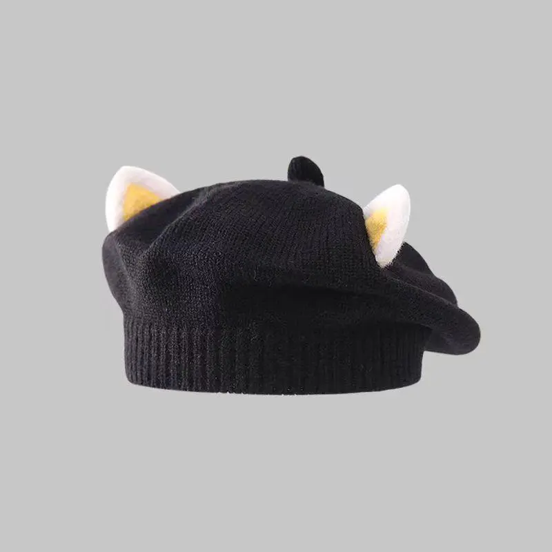 Autumn Winter Baby Beret Cute Kids Autumn Painter Hat Girl Infant Boy Sweet Cat Ears Cartoon Beanie Knit Caps