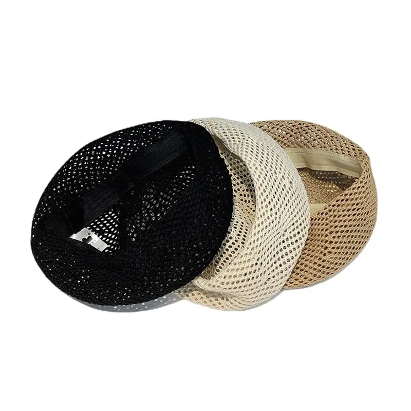 Women's Spring Summer Lightweight Breathable Artist Hat Breathable Solid Color Hollow Knit Beret Caps