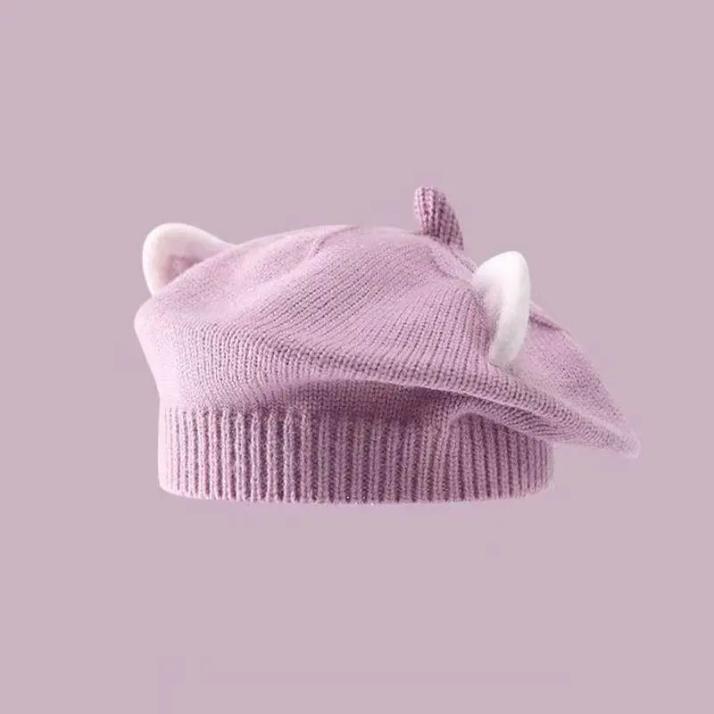 Autumn Winter Baby Beret Cute Kids Autumn Painter Hat Girl Infant Boy Sweet Cat Ears Cartoon Beanie Knit Caps
