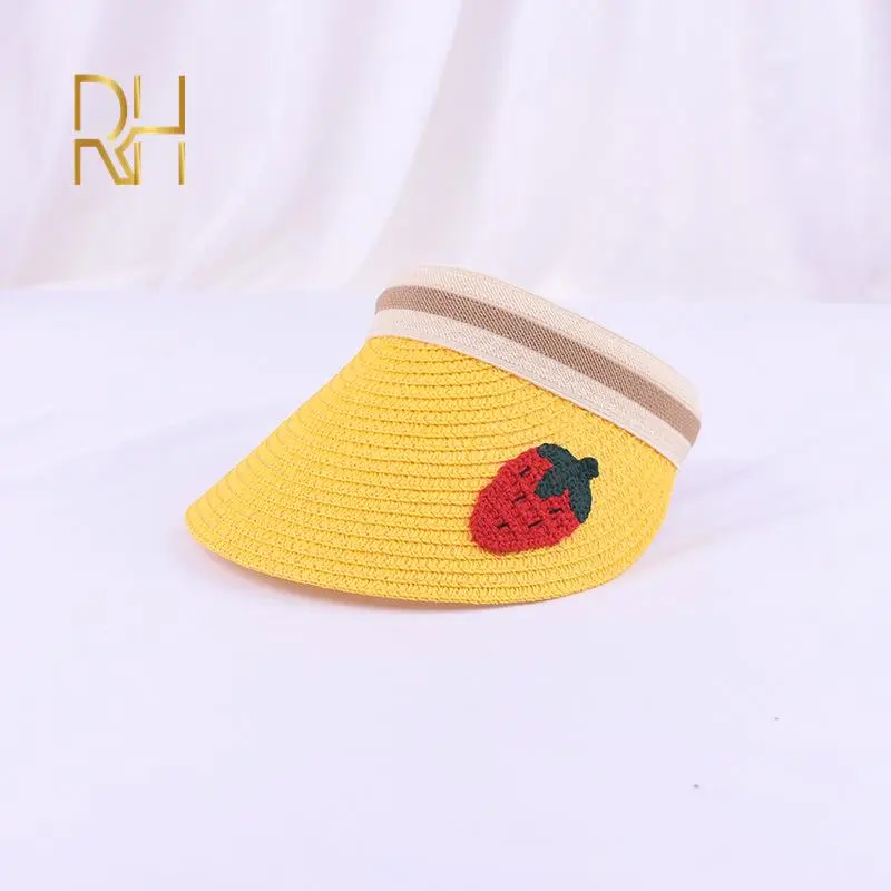 Lovely Fruit Summer Empty Top Wide Brim Straw Visor Cap For Baby Props Kids Child Adjustable Cute Sun Hat For Boys Girls RH