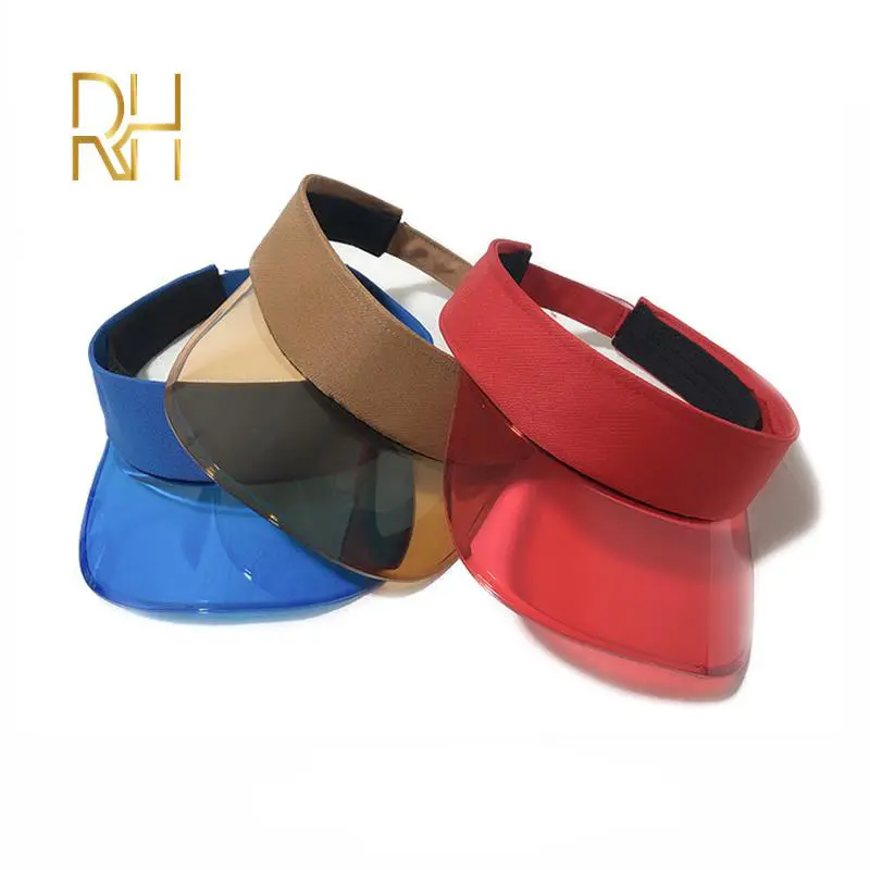 Transparent Visor Sun Hats Unisex Adjustable Headband Cap UV Protection Sunscreen Hats Women's Plastic Caps For Outdoor RH