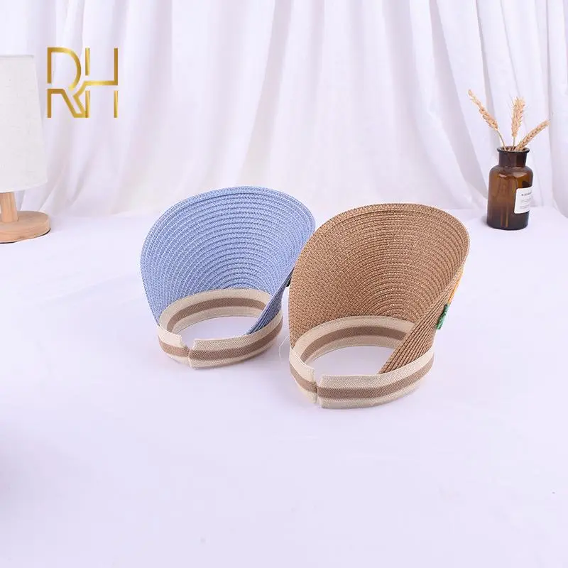 Lovely Fruit Summer Empty Top Wide Brim Straw Visor Cap For Baby Props Kids Child Adjustable Cute Sun Hat For Boys Girls RH
