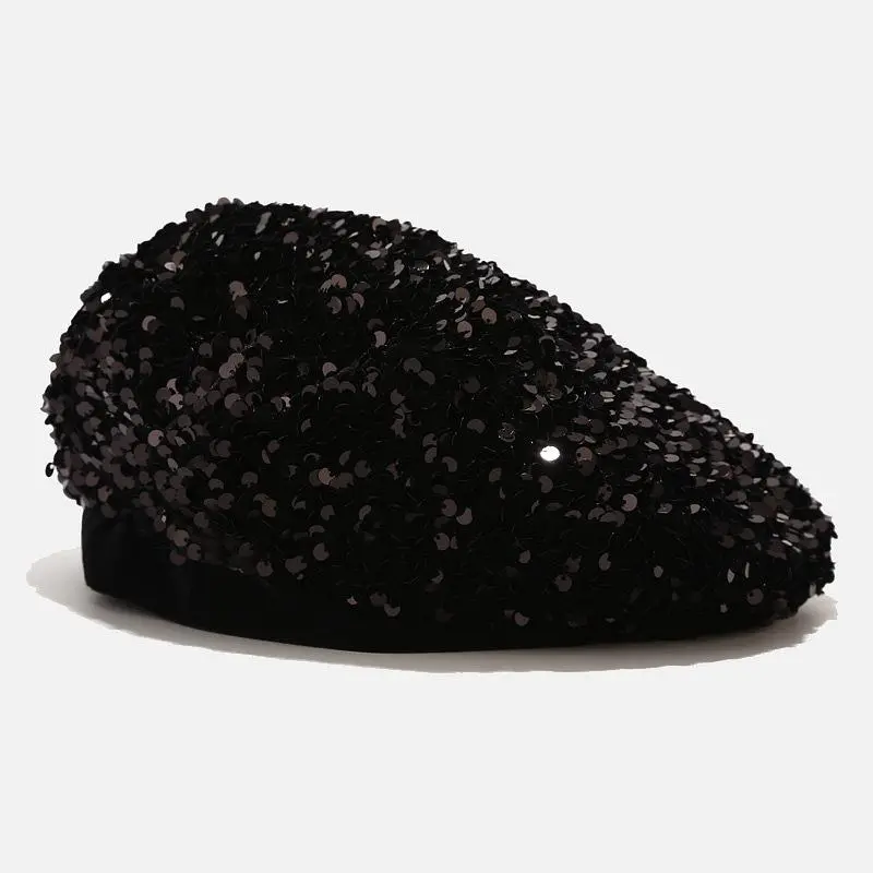 Sparkling Beret Autumn Winter Artist Hat Trend Street Fashion Personality Pumpkin Sequins Beret Hat
