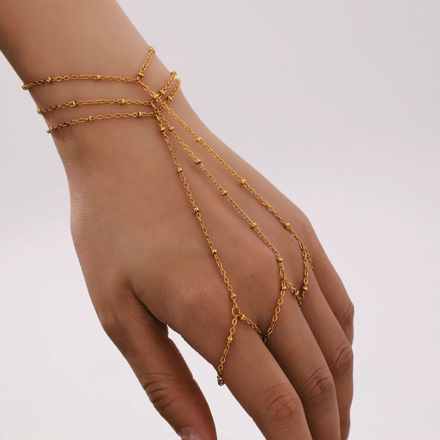 Bohemian Style Finger Bracelet Beaded Hand Jewelry And Chain Ring For Women Sexy Finger Decoration Chain Jewelry Hand Accessory