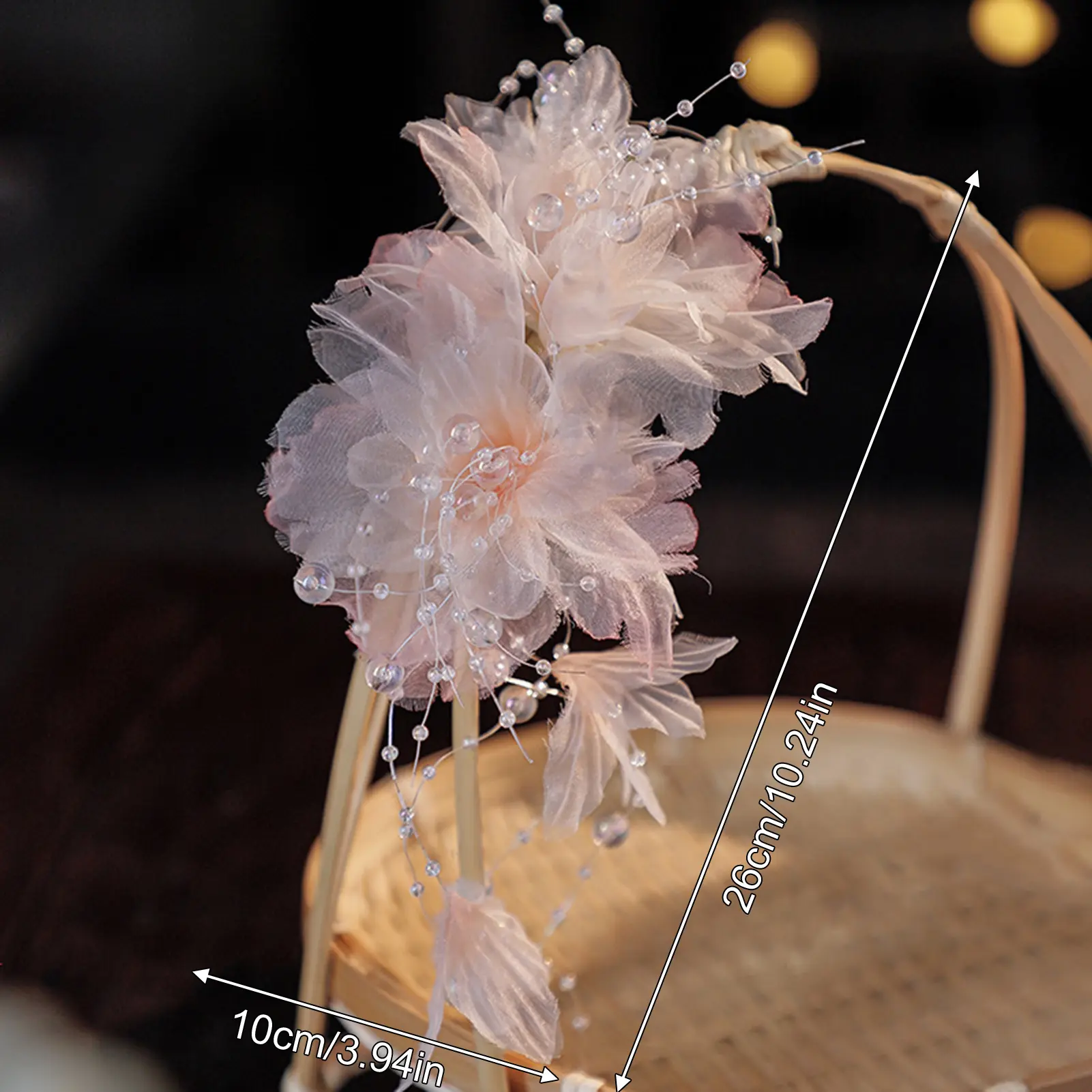 Elegant Gauze Flower Hair Clip Fairy Pink Pearl Tassel Hair Clips For Women Hanfu Dress Hair Accessories Girls Photography Props