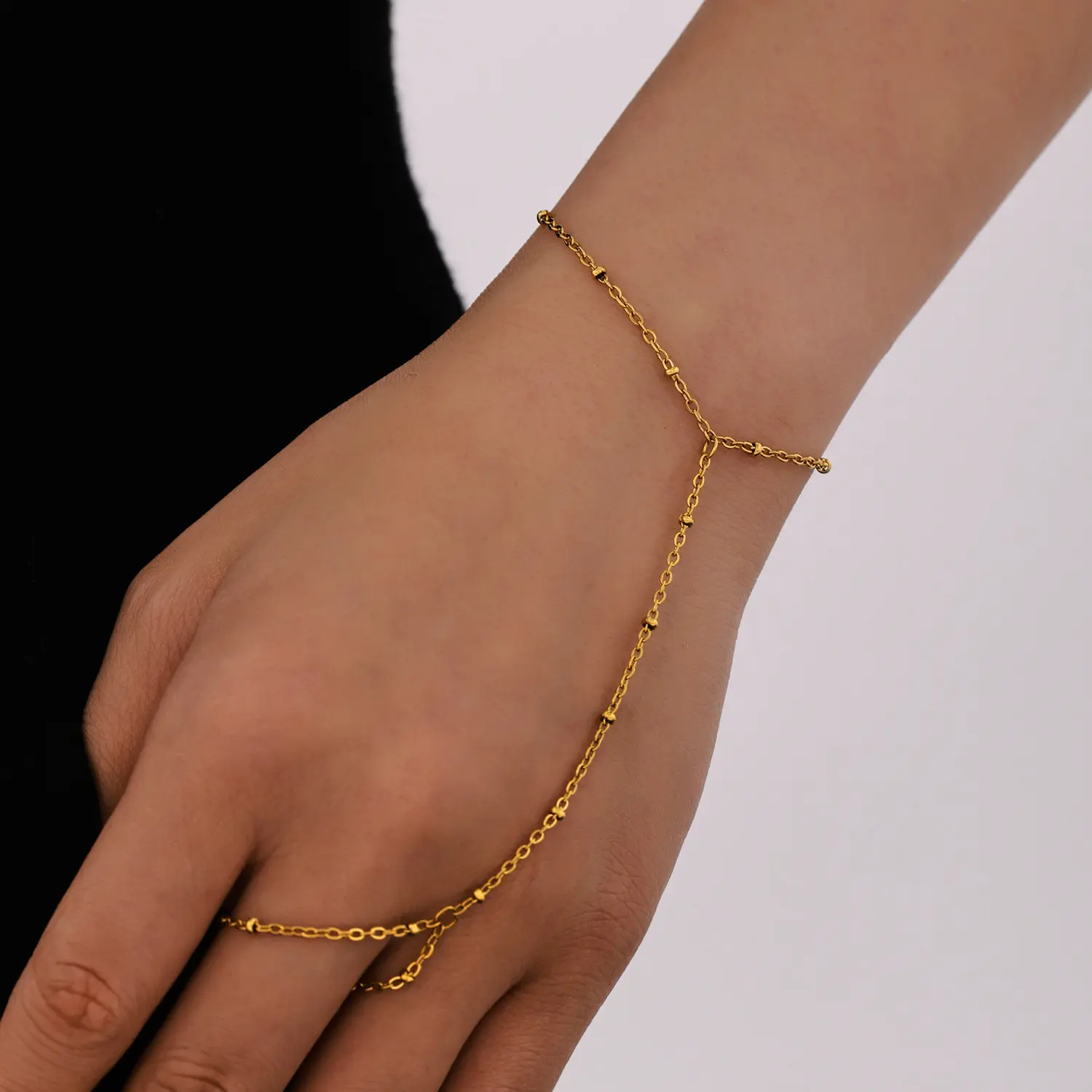 Bohemian Style Finger Bracelet Beaded Hand Jewelry And Chain Ring For Women Sexy Finger Decoration Chain Jewelry Hand Accessory
