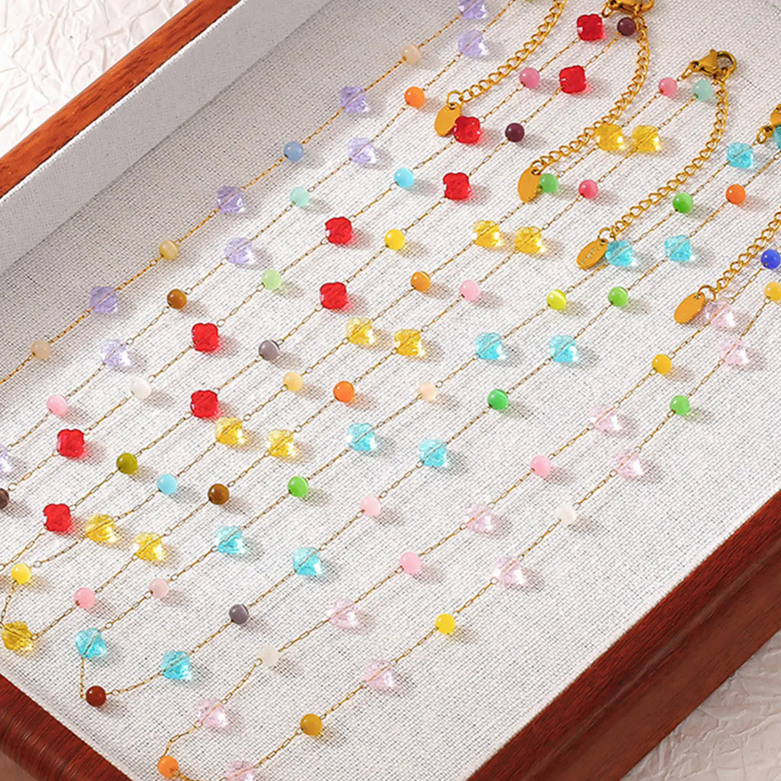 Bohemian Style Gravel Necklace/bracelet For Women Colorful Natural Stone Clavicle Chain Trendy Summer Beach Neck Decor Accessory