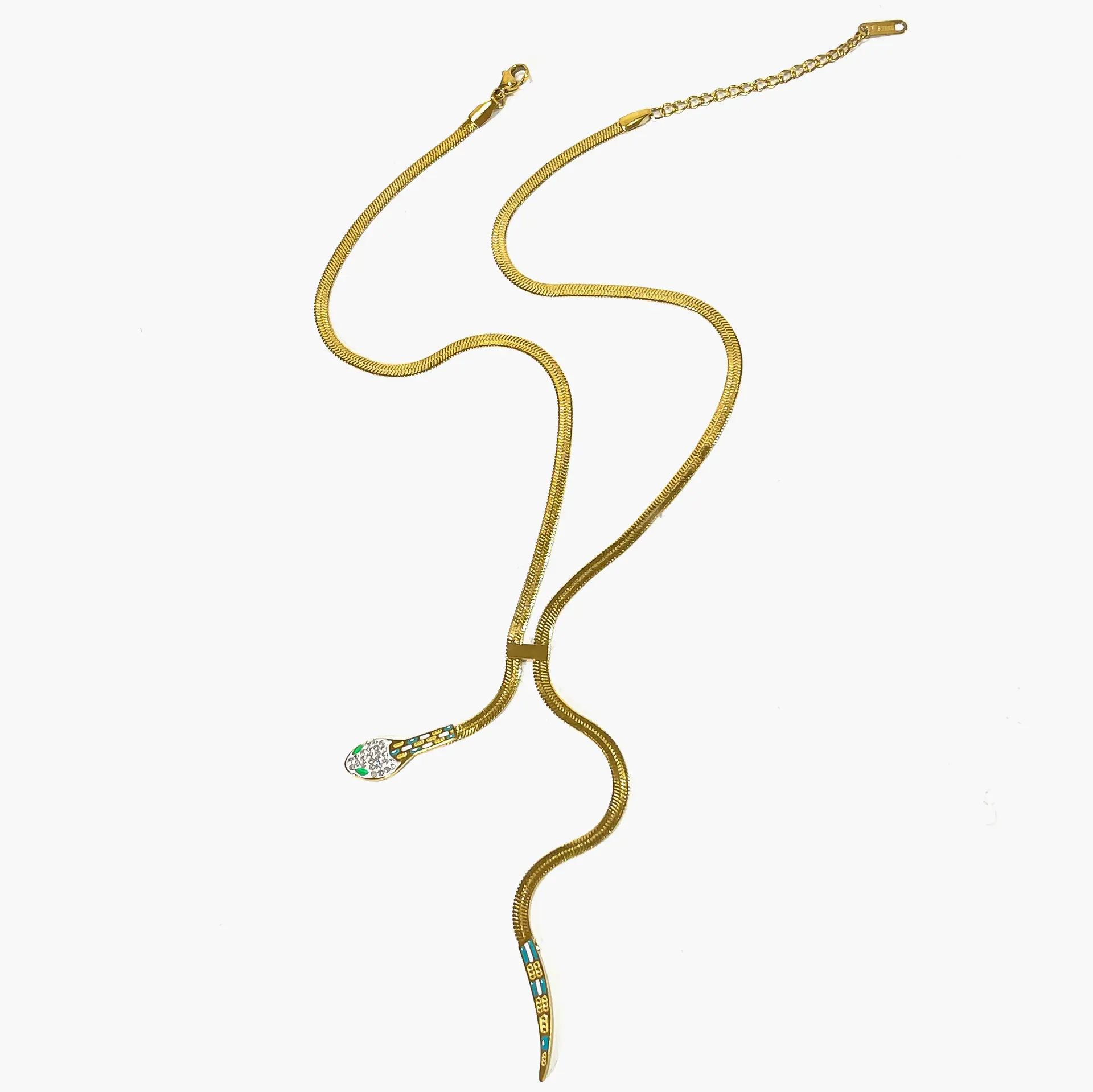 Ins Style Snake Necklace For Women Light Luxury Stainless Steel Flat Snake Bone Chain Trendy Fashionable Jewelry Accessories