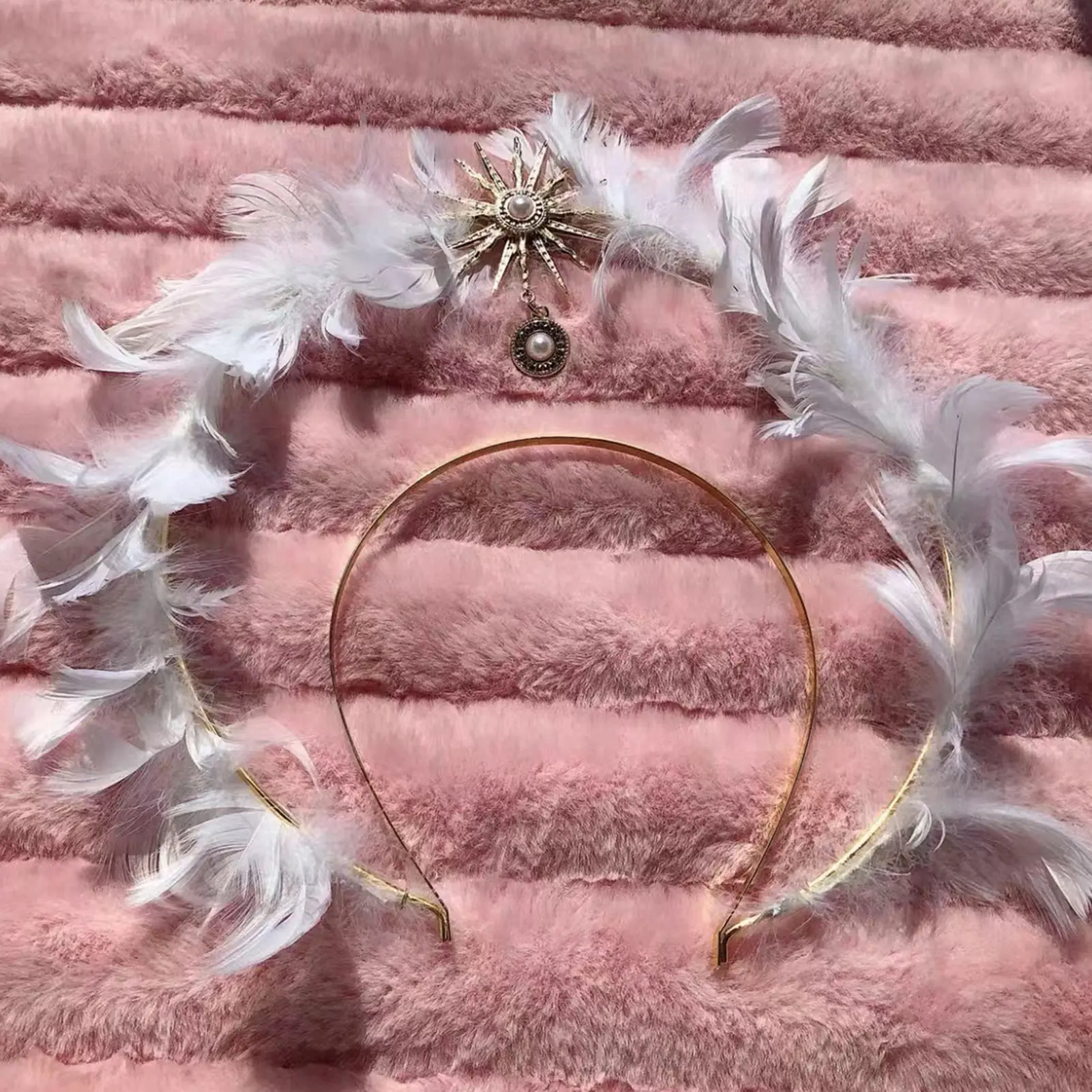 Fairy Feather Women's Headband European Style Goddess Angel Headband Performance Banquet Party Wedding Hair Decor Accessories
