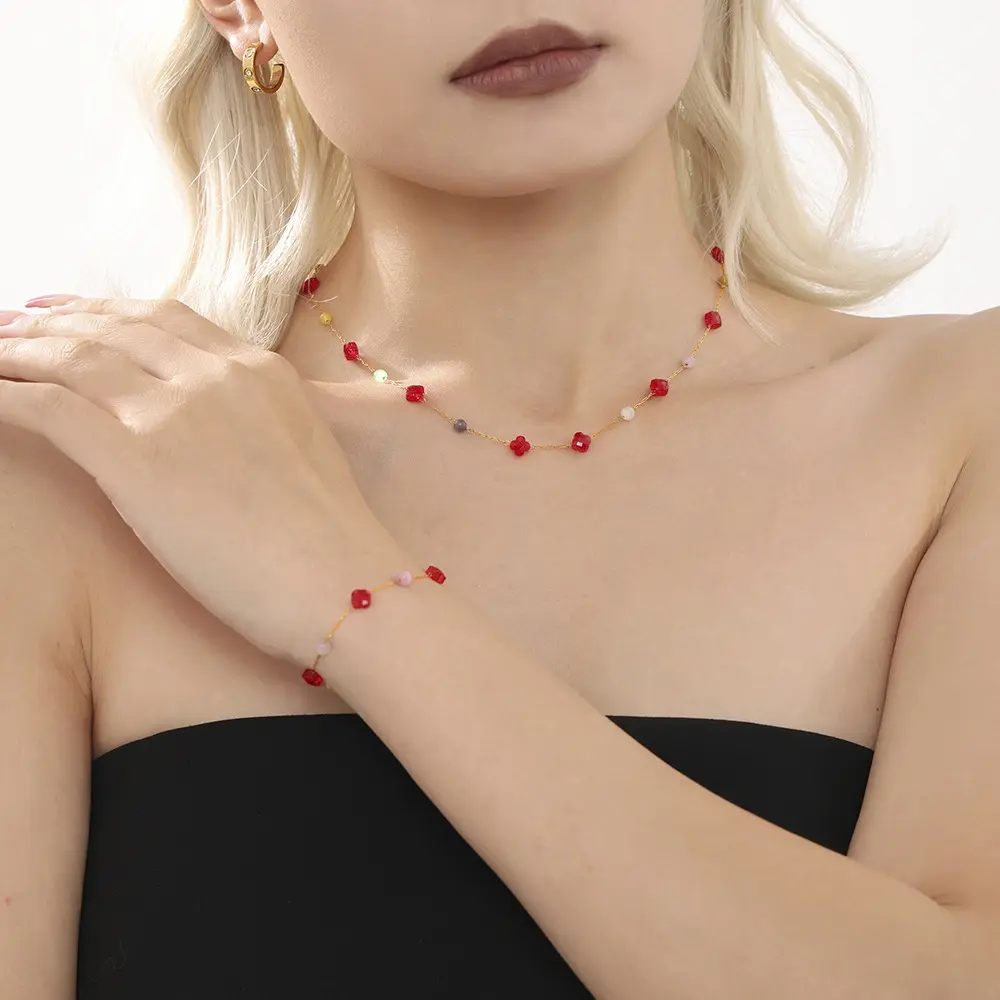 Ins Natural Stone Necklace For Women Boho Bead Neck Chain Exquisite Collarbone Chain Dopamine Jewelry Neck Accessories 1pc