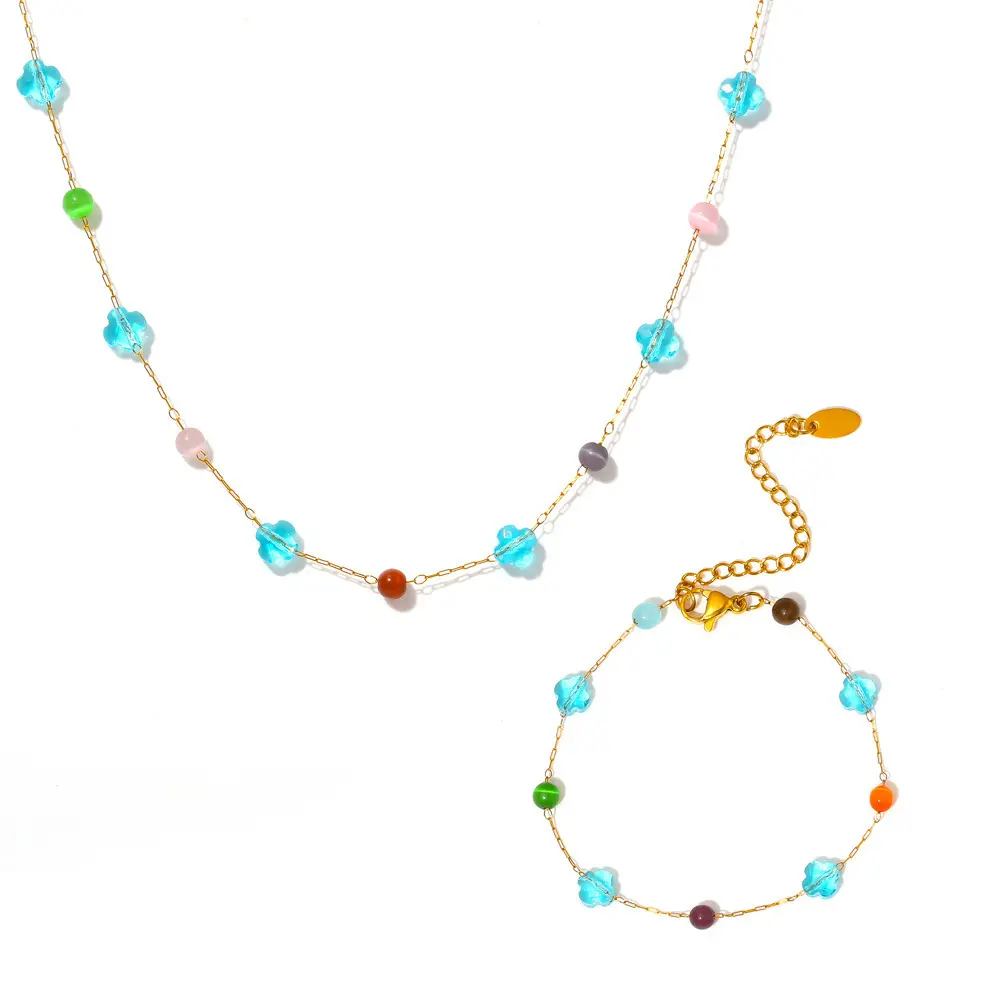 Ins Natural Stone Necklace For Women Boho Bead Neck Chain Exquisite Collarbone Chain Dopamine Jewelry Neck Accessories 1pc