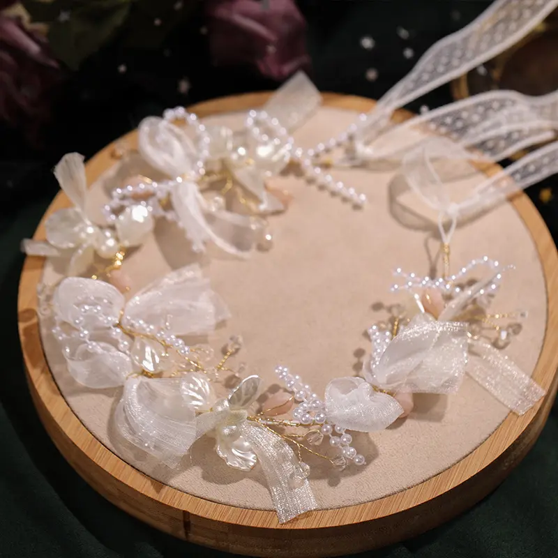 Light Luxury Crystal Headband Little Fresh Daisy Button Bead Hair Strap For Women Girls Travel Shopping Elegant Complex Hairpin