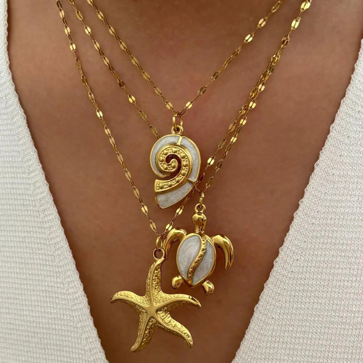 INS Style Matted Jewelry Necklace For Men And Women Trendy Fashionable Ocean Element Necklace Light Luxury Star Shell Body Chain