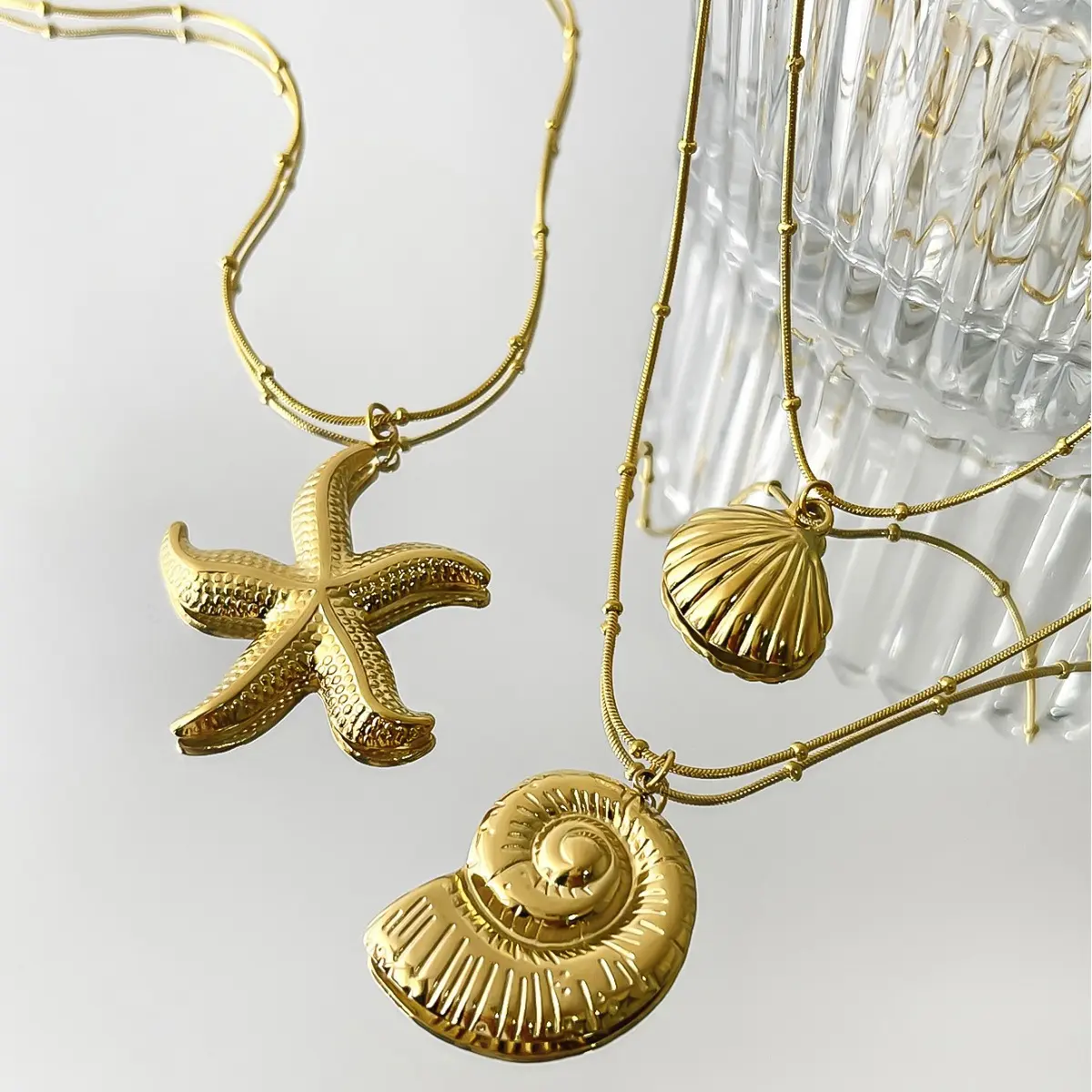 INS Style Matted Jewelry Necklace For Men And Women Trendy Fashionable Ocean Element Necklace Light Luxury Star Shell Body Chain