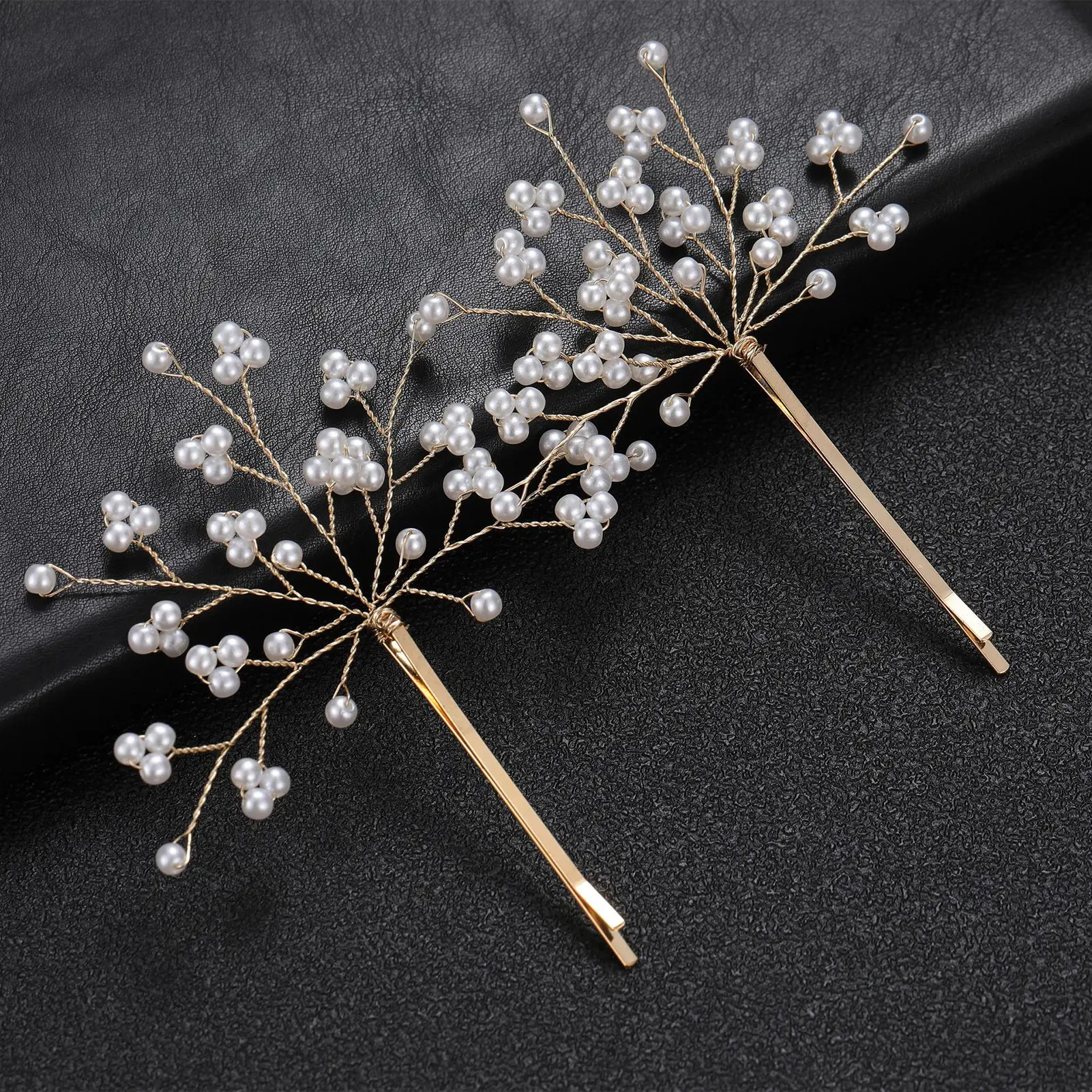 2pcs Pearl Barrettes For Women Exquisite Starry Sky Metal Hair Clip Wedding Party Banquet Hair Accessories Elegant Hair Clips