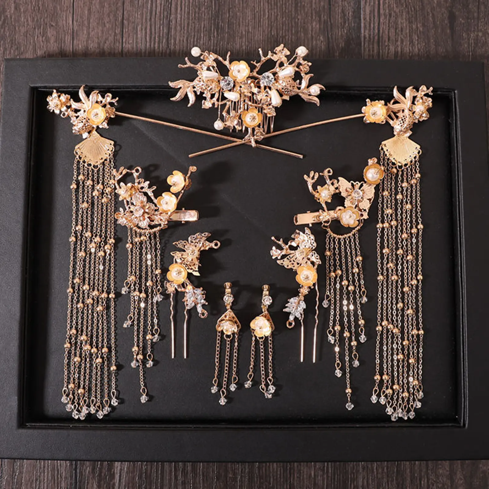 Ancient Style Hairpin Set Vintage Chinese Tassel Hair Stick For Women Simple Wedding Phoenix Crown Exquisite Hair Accessories