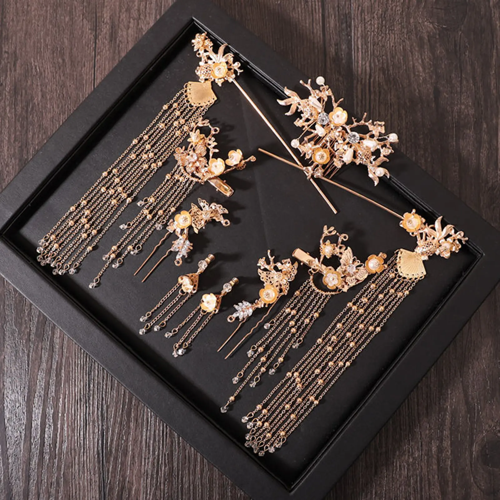 Ancient Style Hairpin Set Vintage Chinese Tassel Hair Stick For Women Simple Wedding Phoenix Crown Exquisite Hair Accessories