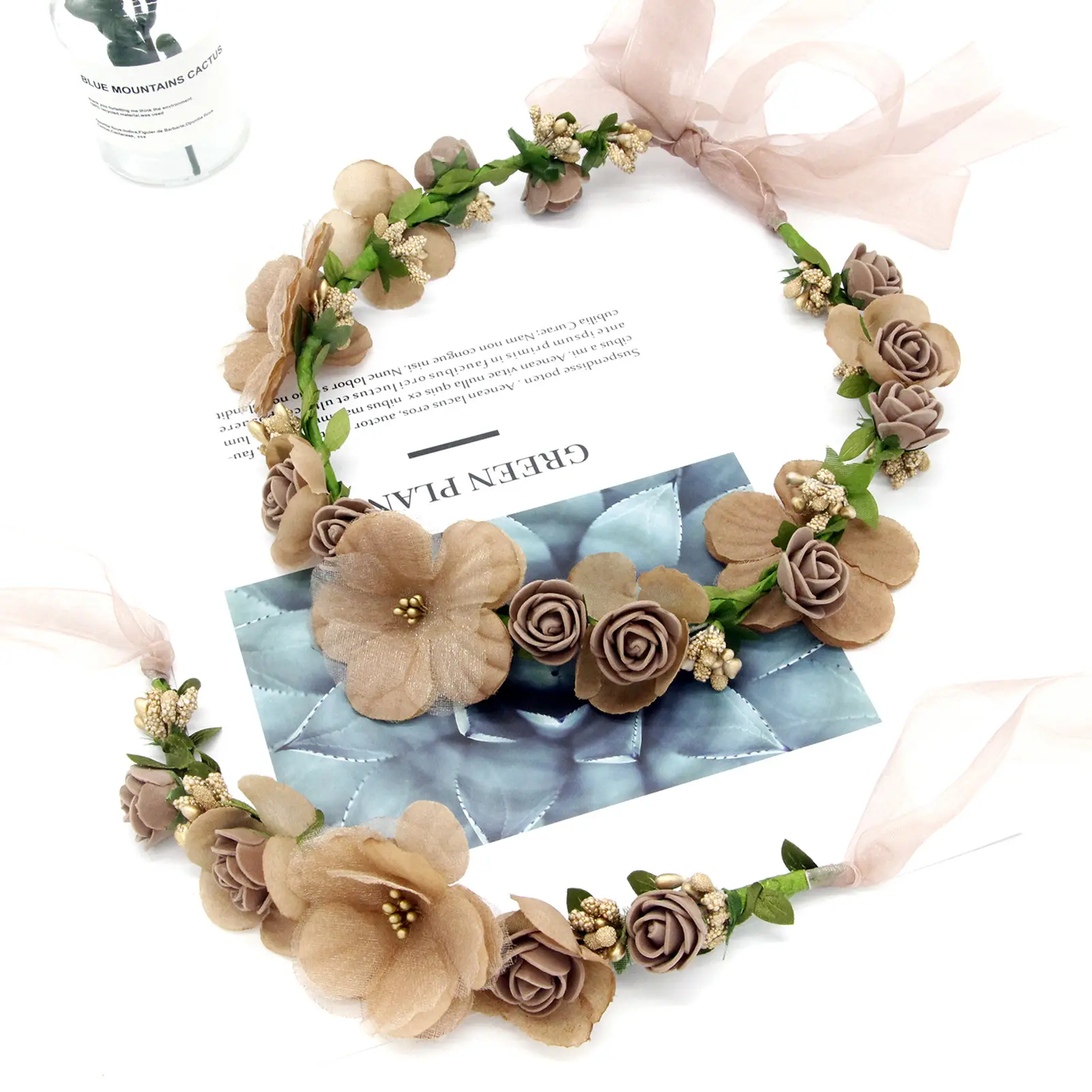 Elegant Flower Crown For Women Artificial Simulated Floral Garland Headband Travel Photography Hair Accessories Creative Hairpin