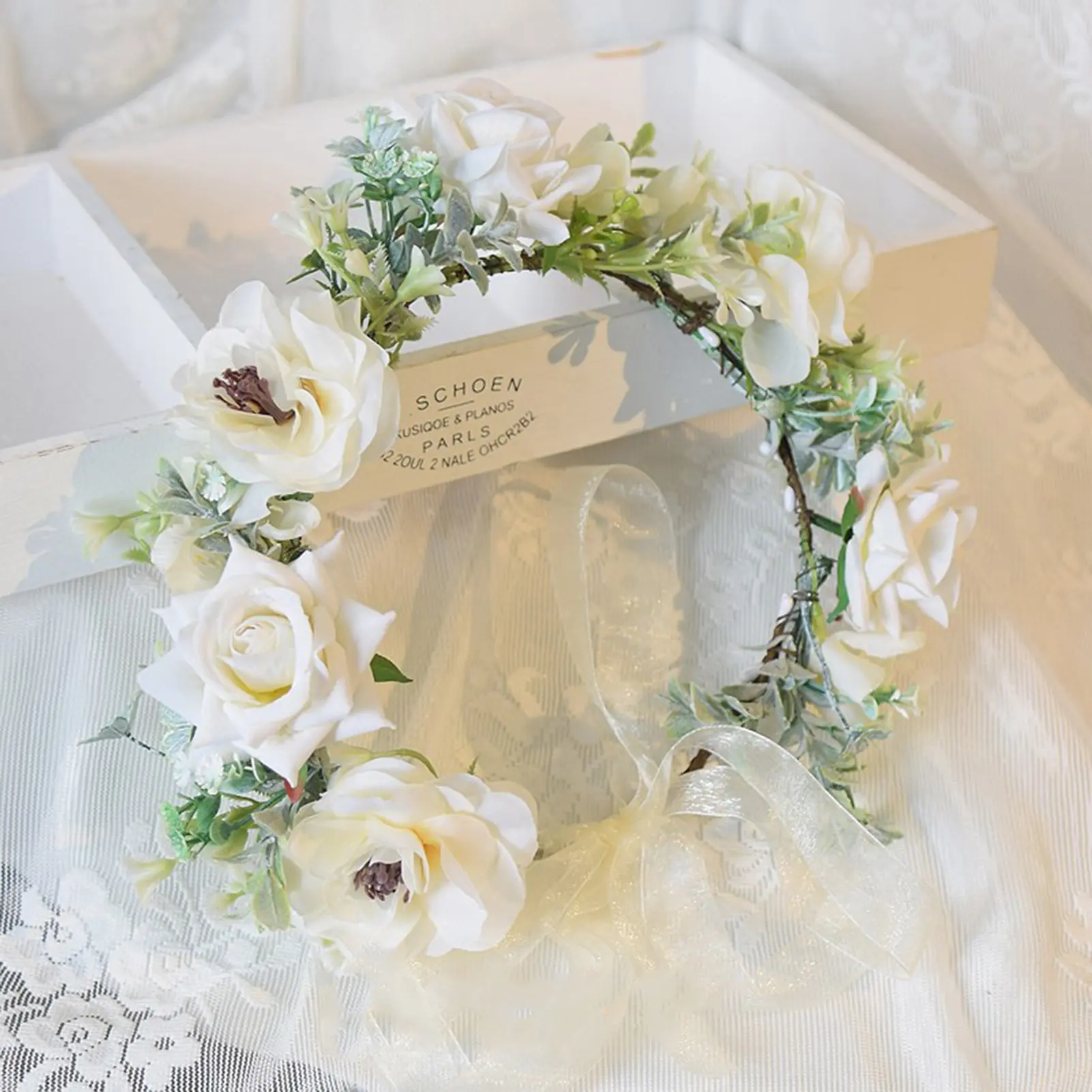 Forest Style Sweety Flower Crown For Women Artificial Simulated Floral Wreath Hairband Outdoor Photography Hair Accessories