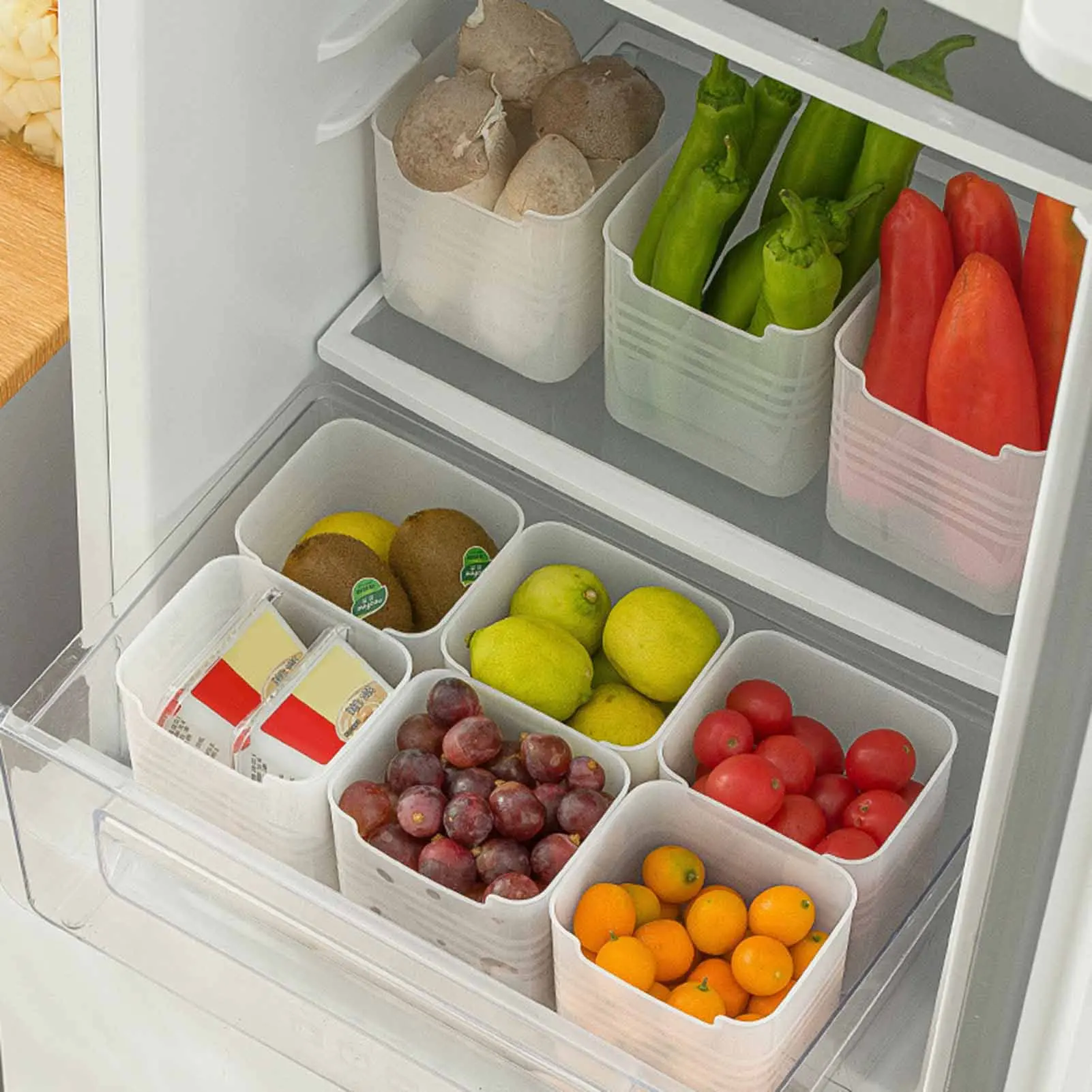 3pcs Kitchen Storage Basket 10*11*8.5cm Refrigerator Side Organizer Box For Food Condiment Spice Fruit Multifunction Storage Box