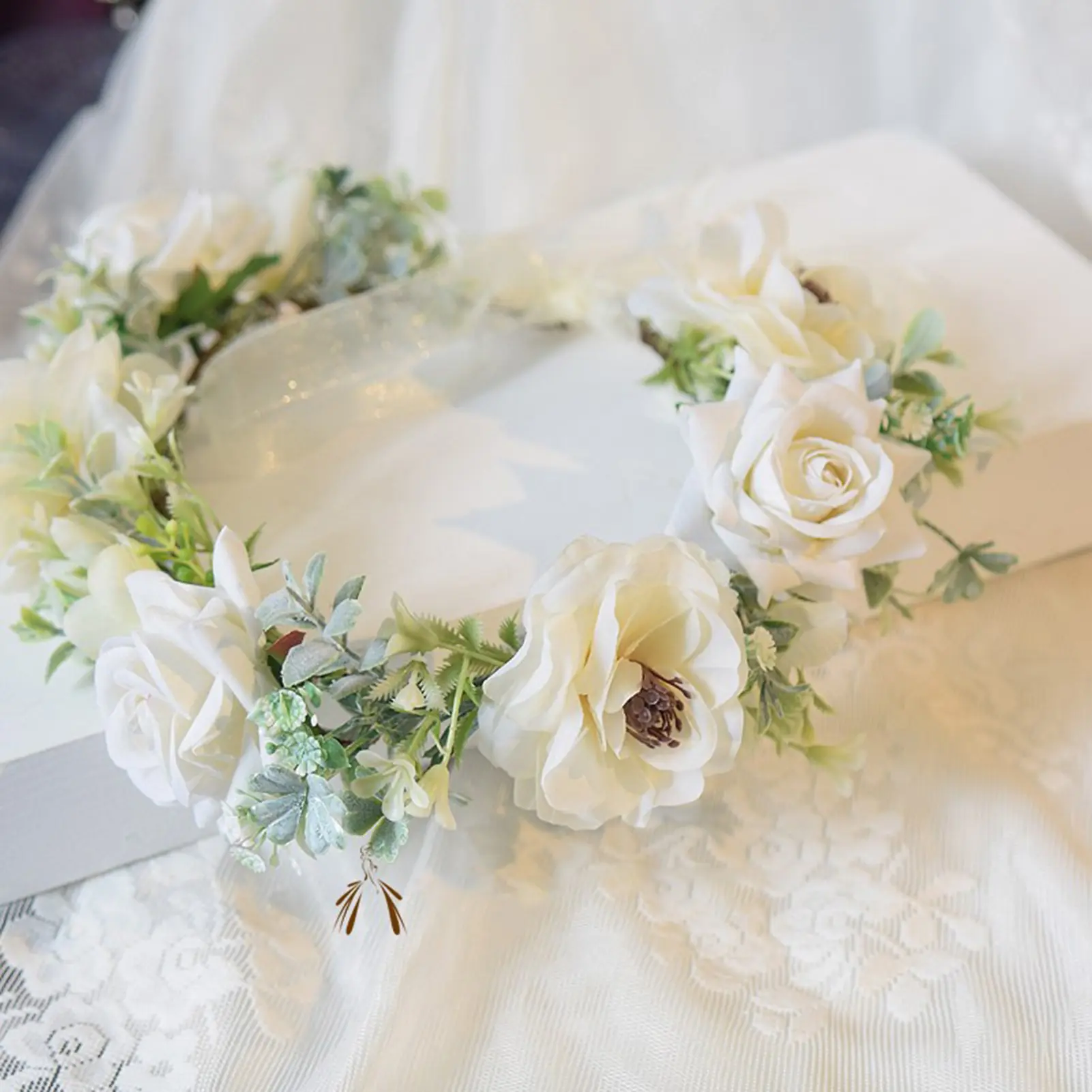 Forest Style Sweety Flower Crown For Women Artificial Simulated Floral Wreath Hairband Outdoor Photography Hair Accessories