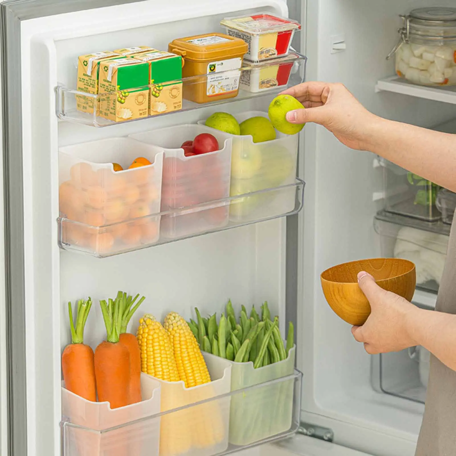 3pcs Kitchen Storage Basket 10*11*8.5cm Refrigerator Side Organizer Box For Food Condiment Spice Fruit Multifunction Storage Box