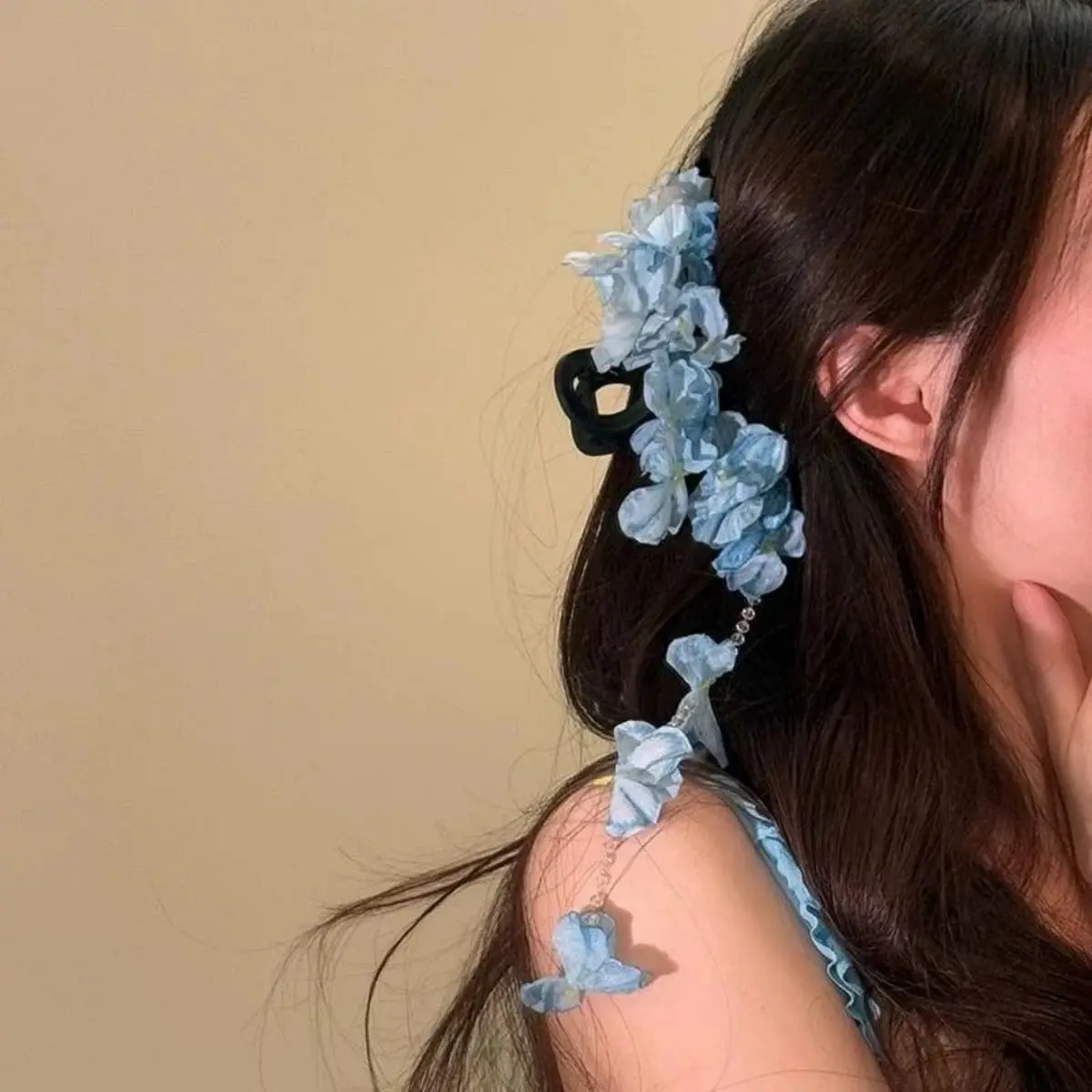 New Trendy Hawaiian Flower Hair Claw Clip For Women Elegant Gauze Begonia Pearl Shark Gripper Clips Jewelry Hair Accessories