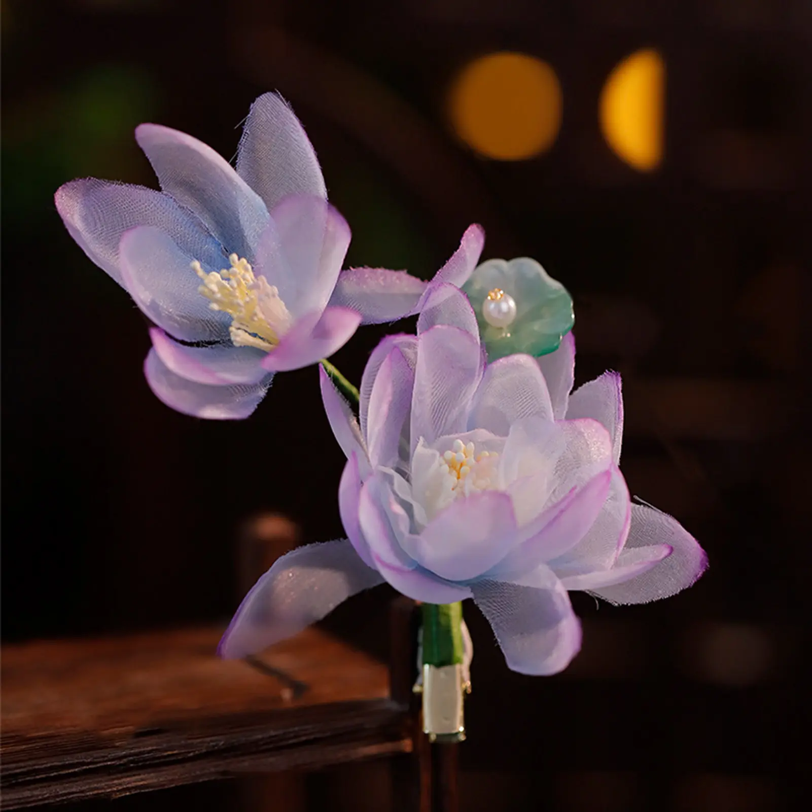 Chinese Style Gauze Flower Hair Clip Handmade Purple Chiffon Lotus Hair Clip For Women Elegant Exquisite Hanfu Hair Accessories