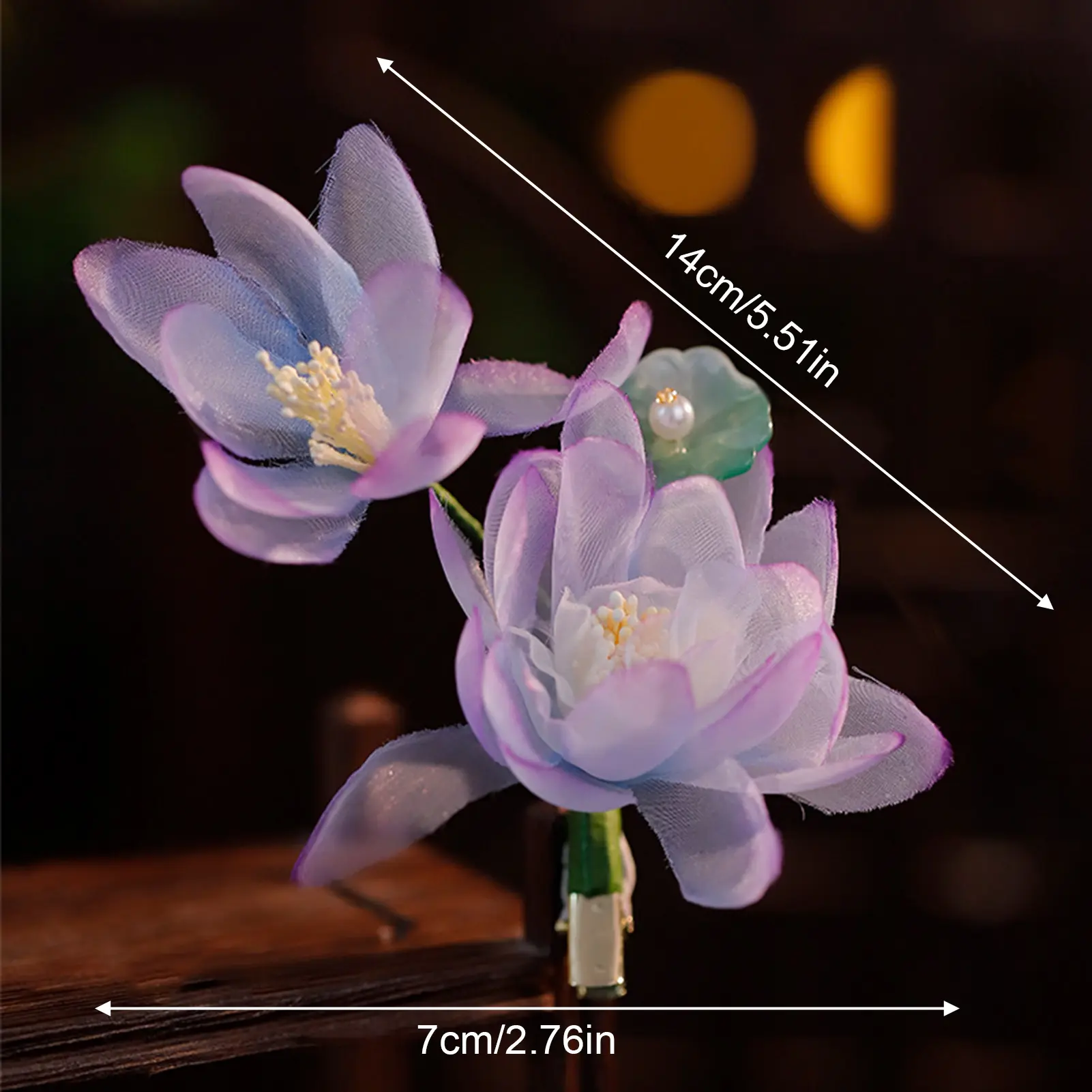 Chinese Style Gauze Flower Hair Clip Handmade Purple Chiffon Lotus Hair Clip For Women Elegant Exquisite Hanfu Hair Accessories