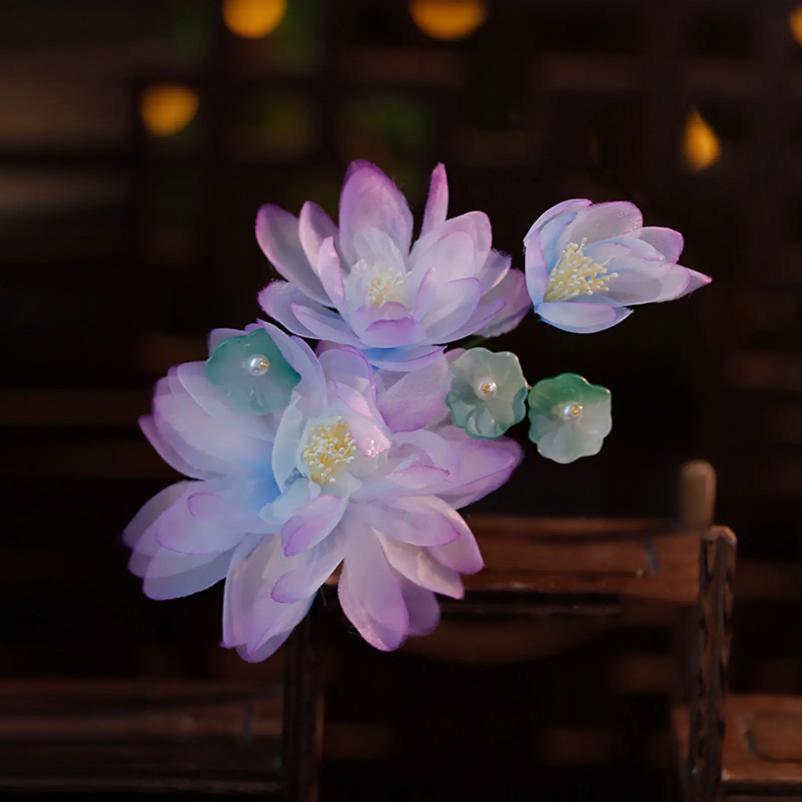 Chinese Style Gauze Flower Hair Clip Handmade Purple Chiffon Lotus Hair Clip For Women Elegant Exquisite Hanfu Hair Accessories