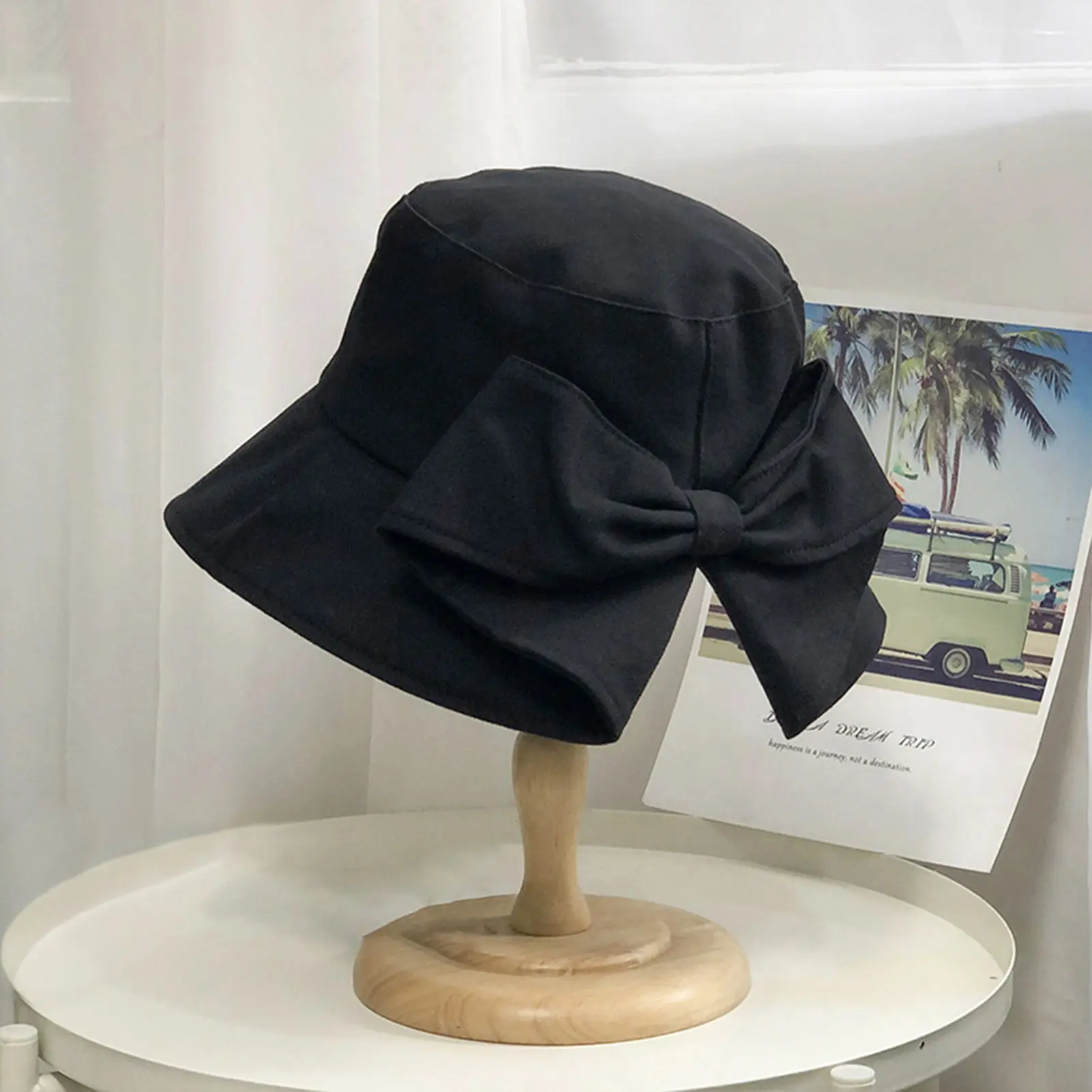 Summer Sun Hat For Women Elegant Large Bowknot Design Big Brimmed Fisherman's Hat Sweety Romantic Sunscreen Hat Girls Bucket Hat