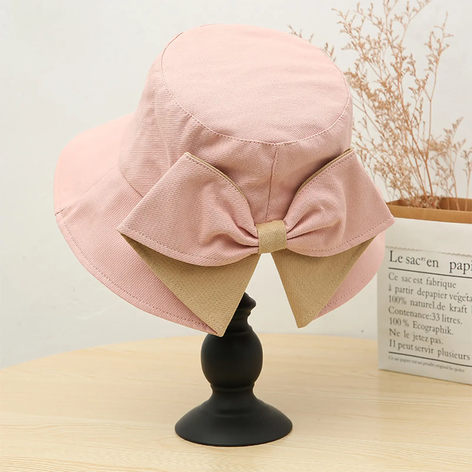 Summer Sun Hat For Women Elegant Large Bowknot Design Big Brimmed Fisherman's Hat Sweety Romantic Sunscreen Hat Girls Bucket Hat