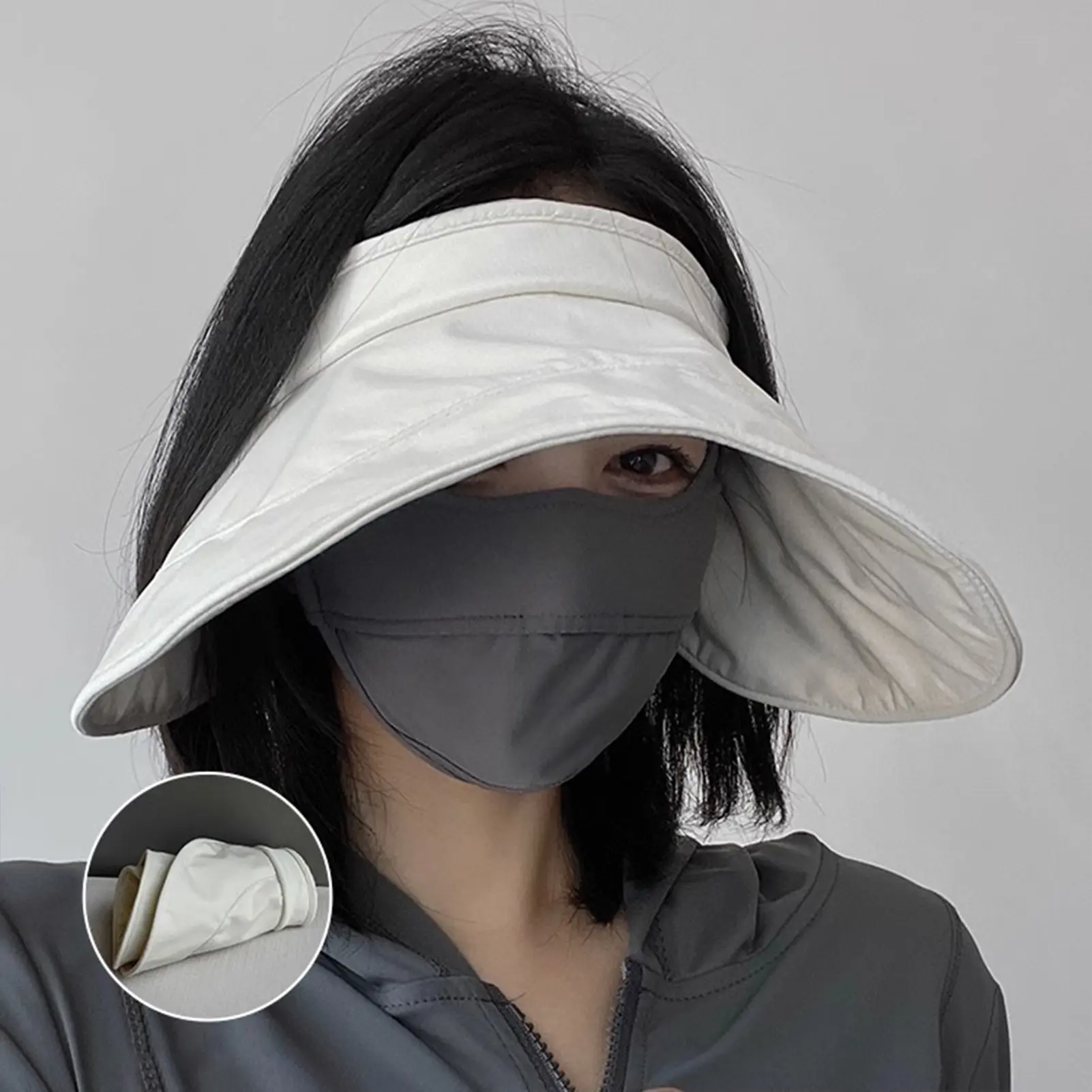 Empty Top Sun Hat For Women Summer Outdoor Wide-brimmed Hat Uv Protective Large Eave Hat Portable Folding Chicken Rolls Cap