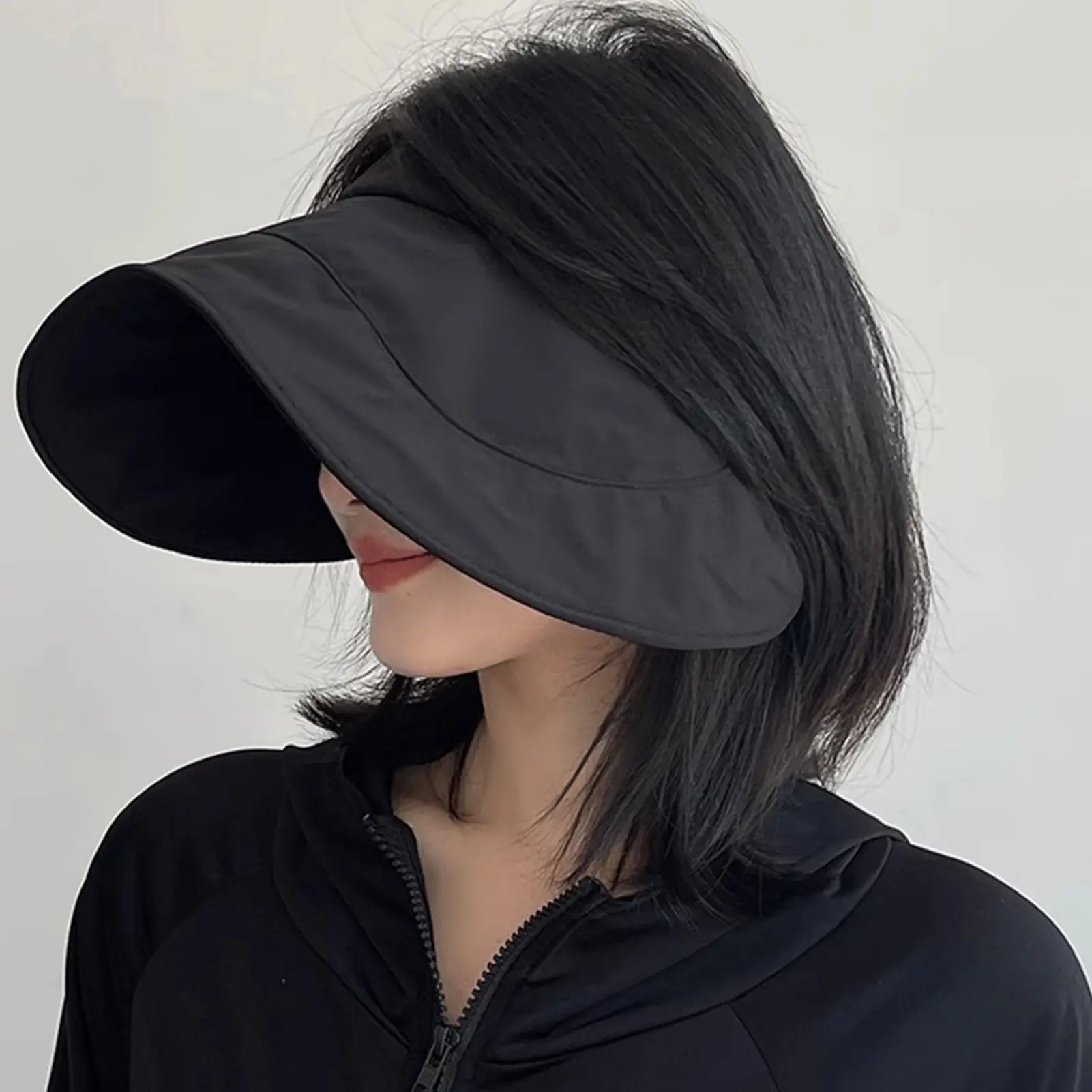 Empty Top Sun Hat For Women Summer Outdoor Wide-brimmed Hat Uv Protective Large Eave Hat Portable Folding Chicken Rolls Cap