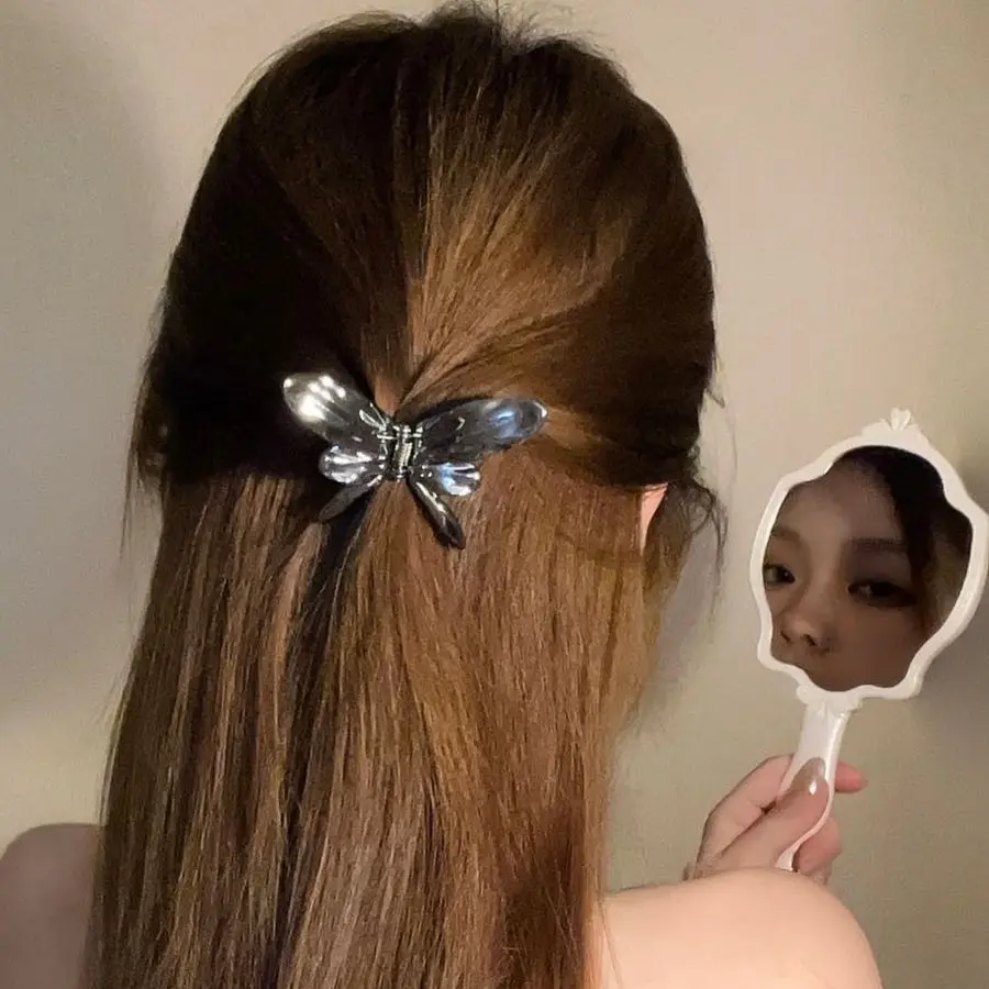 1/2pcs Butterfly Hair Clips For Girls Y2K Metal Sweety Hair Claws Bright Geometric Hair Clips Romantic Alloy Hair Accessories