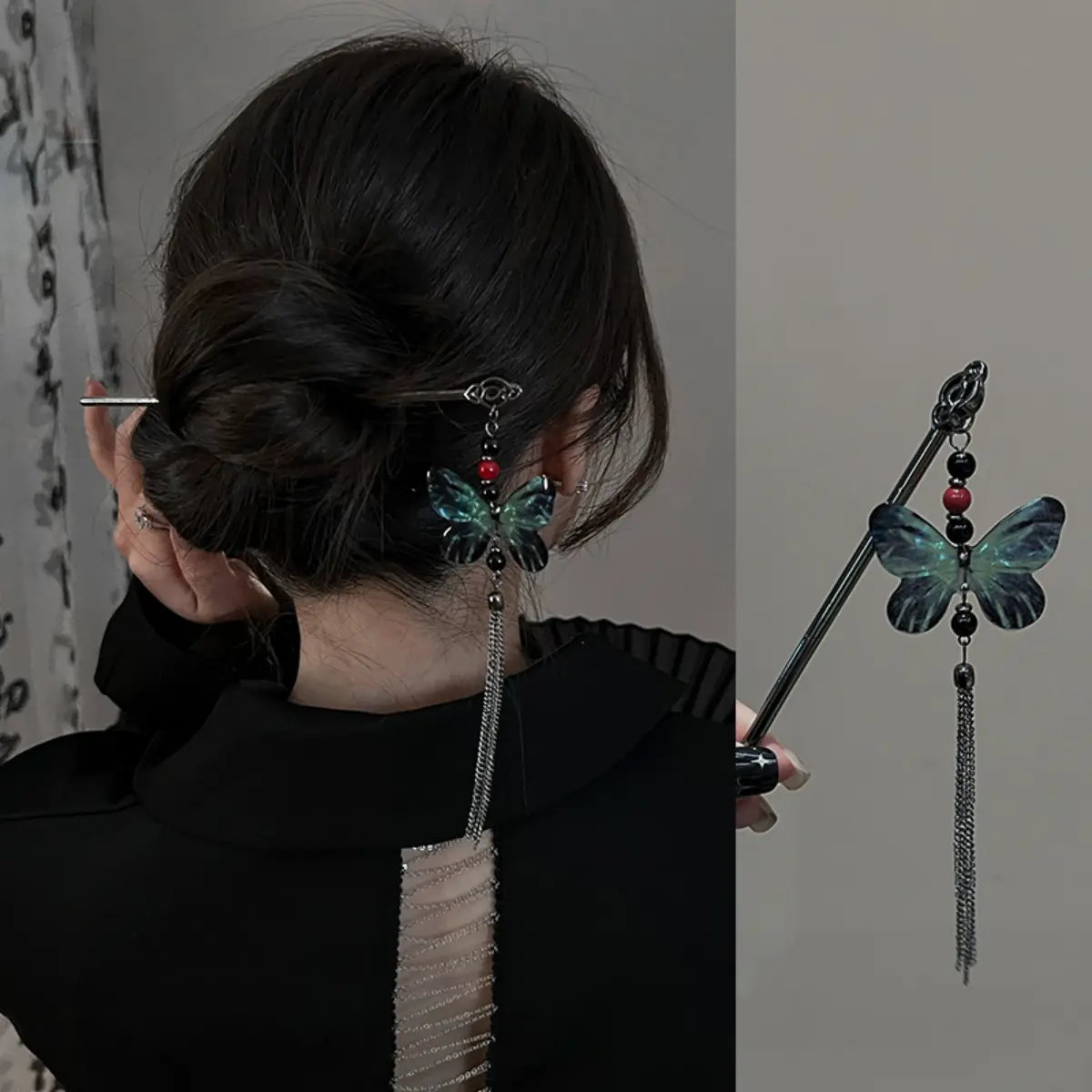 Elegant Butterfly Tassel Hairpin For Women Exquisite Neo-chinese Style Hair Stick Girls Vintage Metal Jewelry Hair Accessories